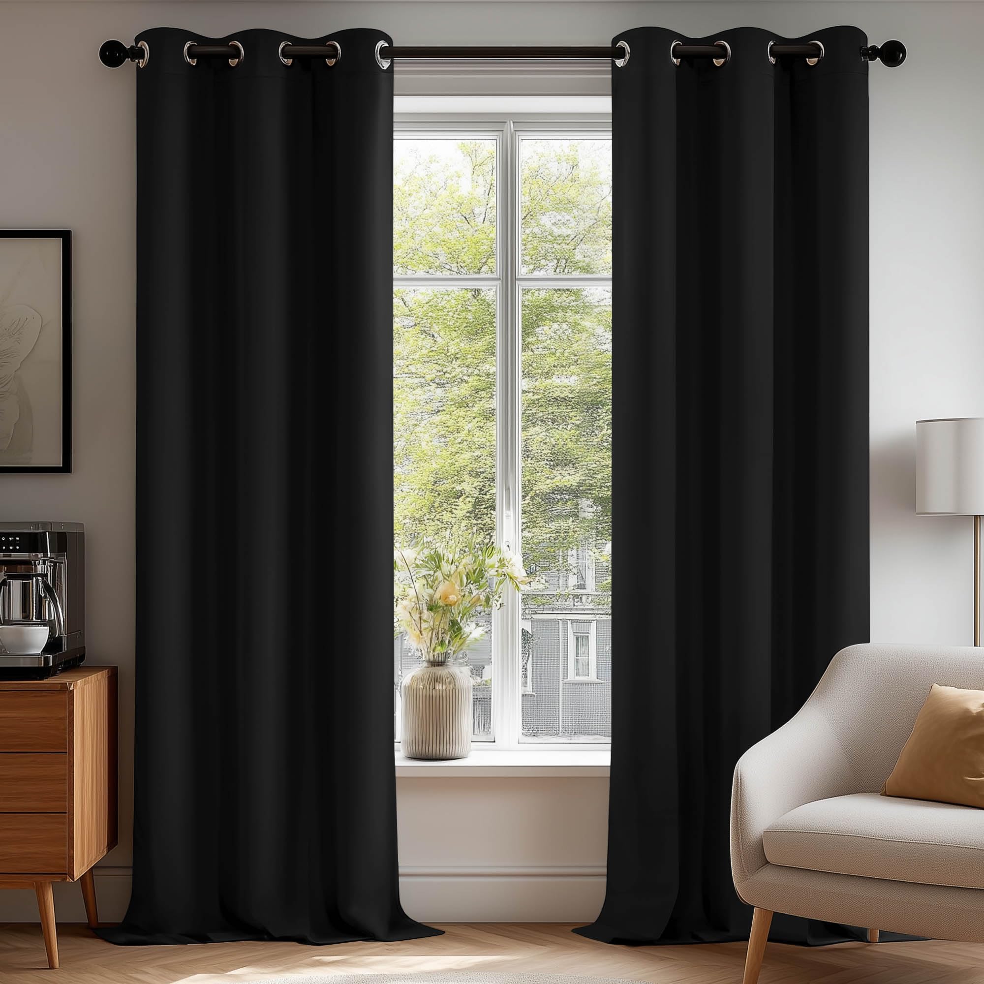 Deconovo Blackout Curtains Eyelet, Super Soft Thermal Insulated Noise Reduction Bedroom Curtains for Living Room 38 x 72 Inch
