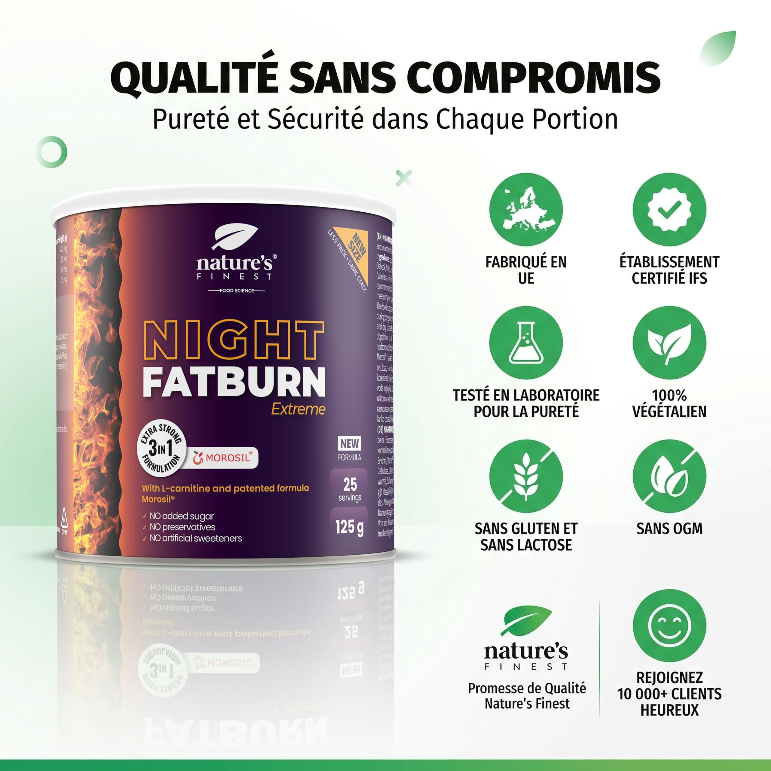 Nutrisslim Night Fatburn Brûleur De Graisse Extrême 125 g Morosil 400 Mg Perte De Poids L-Carnitine Extrait De Vin Rouge Valériane Sommeil