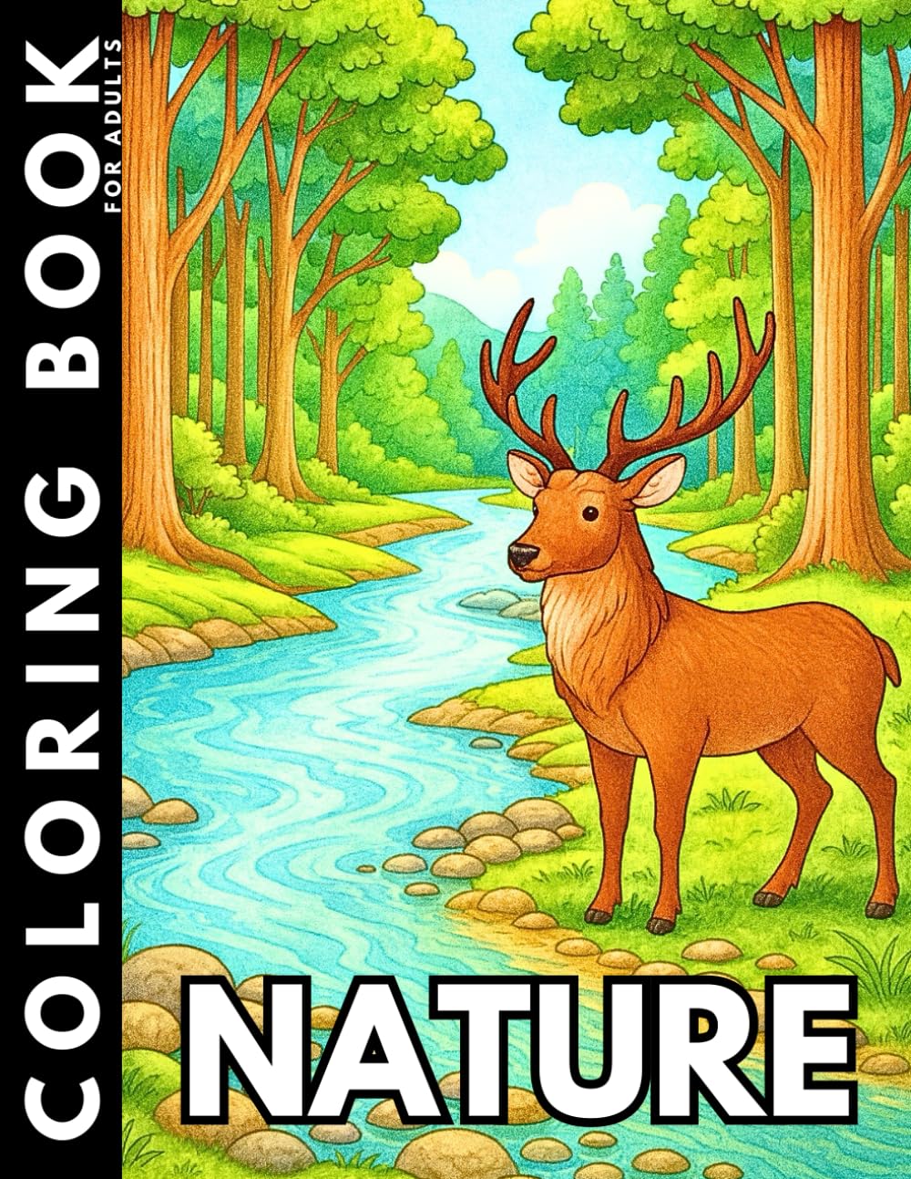 Nature Coloring Book for Adults: Beautiful Landscapes and Peaceful Scenes for Stress Relief & Relaxation (Large Print)