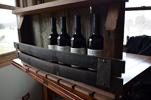 Barn Wood Wine Rack - with Whiskey barrel staves