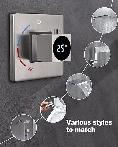 Miniatura 7 de BLTFAUCER Kit de ajuste de válvula de mango de ducha de níquel cepillado de una sola función para sistemas de ducha y grifos de ducha, válvula de