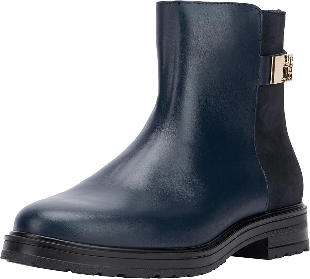 Tommy Hilfiger Damen Chelsea Boots aus Leder, Blau (Space Blue