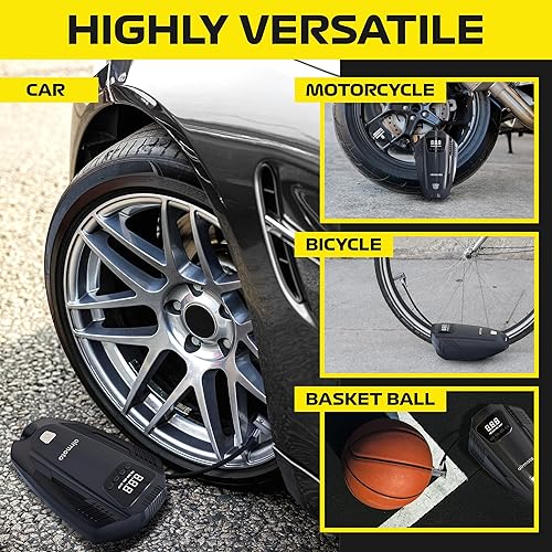 Miniatura 6 de Airmoto Compresor de aire portátil MX100 - Bomba de aire para neumáticos de automóvil - Compresor de aire de 12 V CC para automóvil, motocicleta,