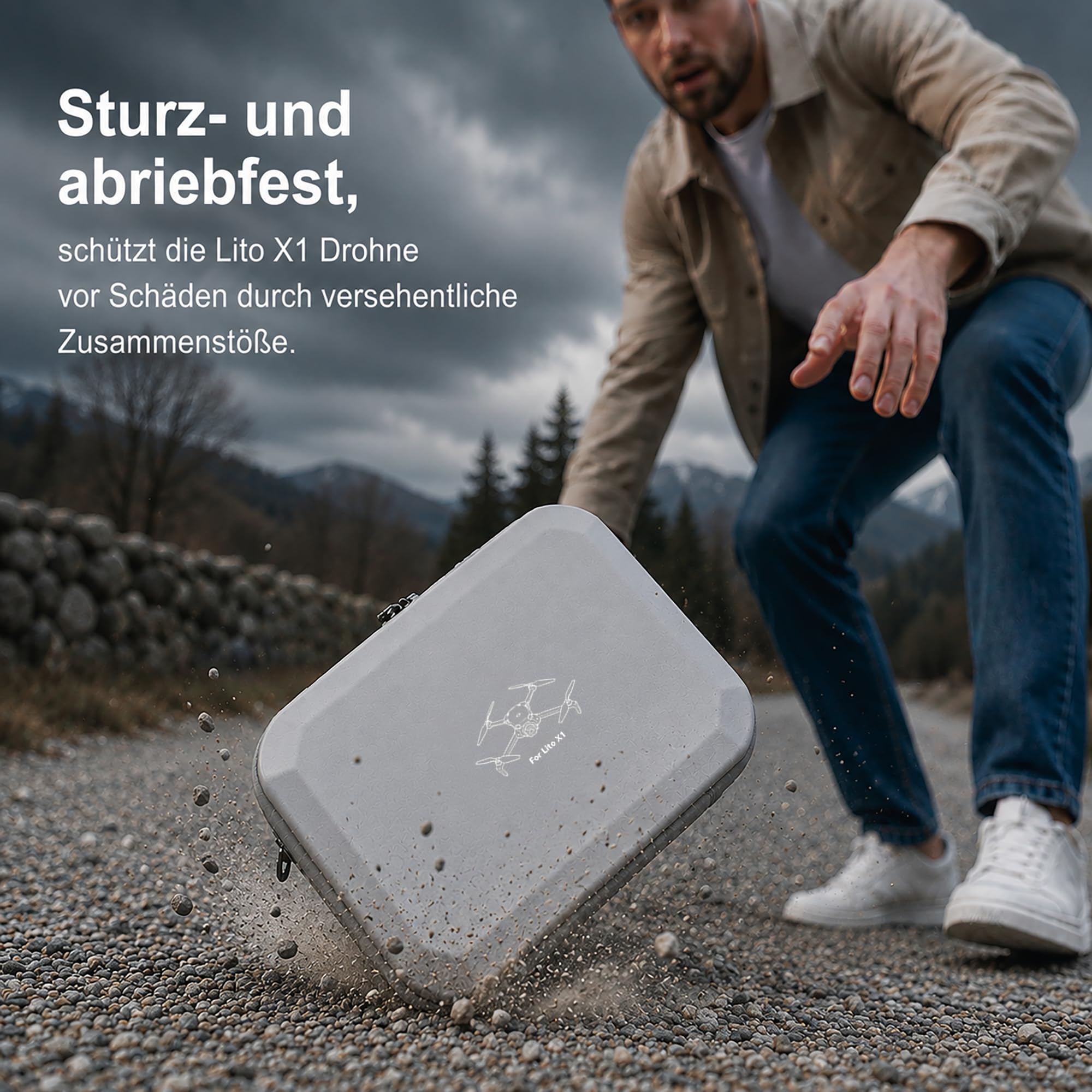Tasche für DJI Lito X1 Fly More Combo, Hartschalen Koffer Tragetasche kompatibel mit RC-N3 Fernsteuerung, 3 Akkus, Ladegerät-Hub und Zubehör, wasserdichte Schutztasche für Outdoor-Reisen