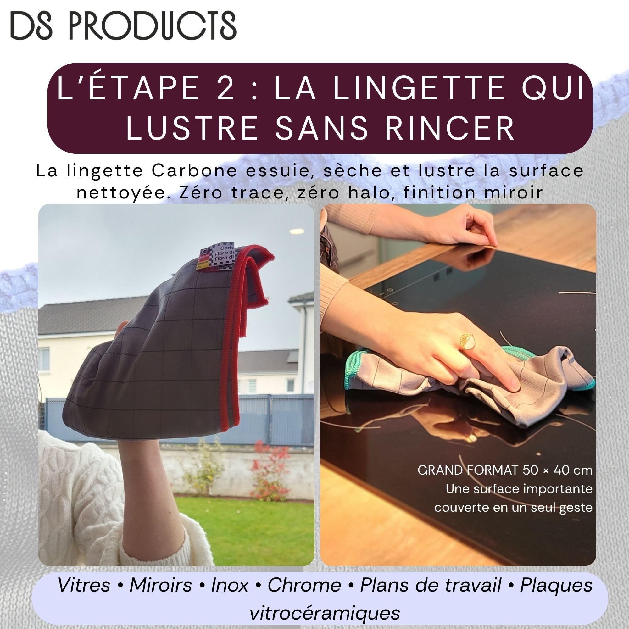 5X Lingettes Microfibres de Carbone 410GSM-Chiffon Magique Vitre Miroir Sans Trace Sans Peluche Réutilisable Multi Usage-Voiture Professionnel-Auto Moto Anti Rayures–Lavettes Absorbant