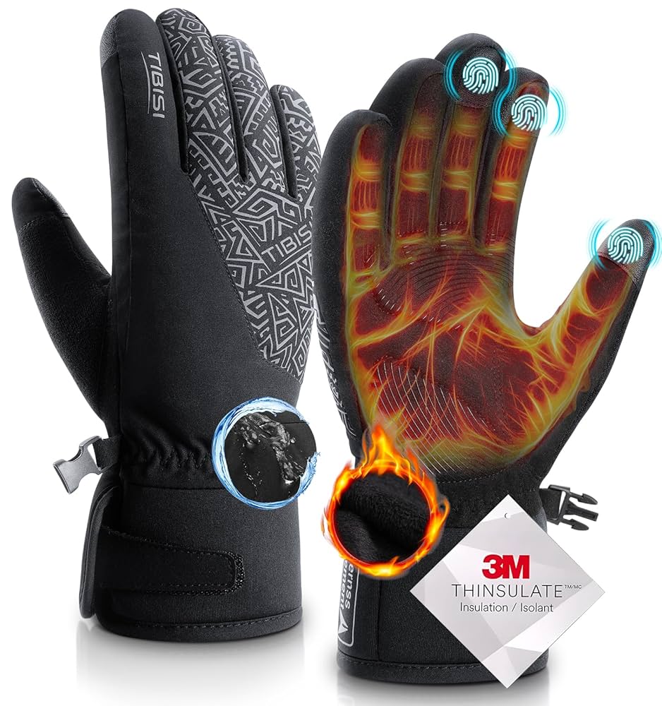 Waterproof Gloves Winter Warm Touchscreen Cold Weather Windproof Anti-Slip Sports Glove Ski Gloves For Men And Women For Running Cycling Driving Hiking Climbing Walking Outdoor