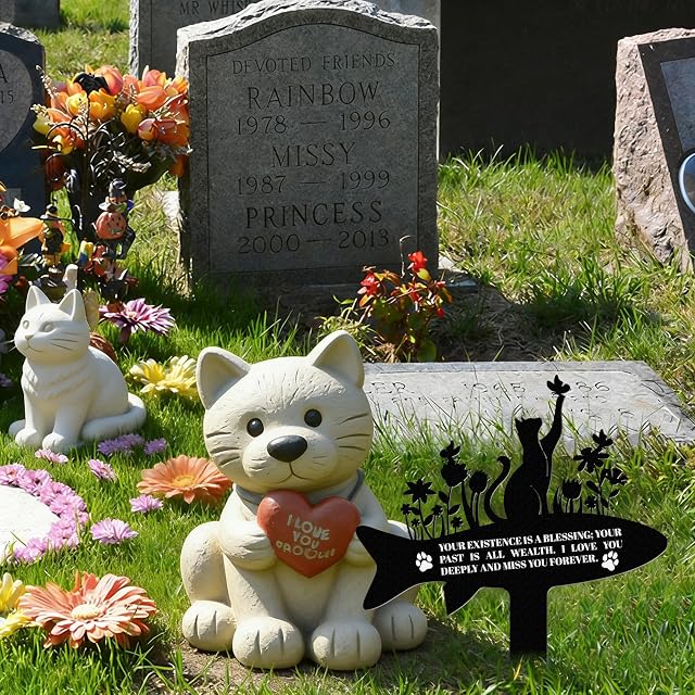Foto 4 de 8 de BCMCZCDC Placa para tumba con grabado de gato y perro, piedra conmemorativa para exteriores