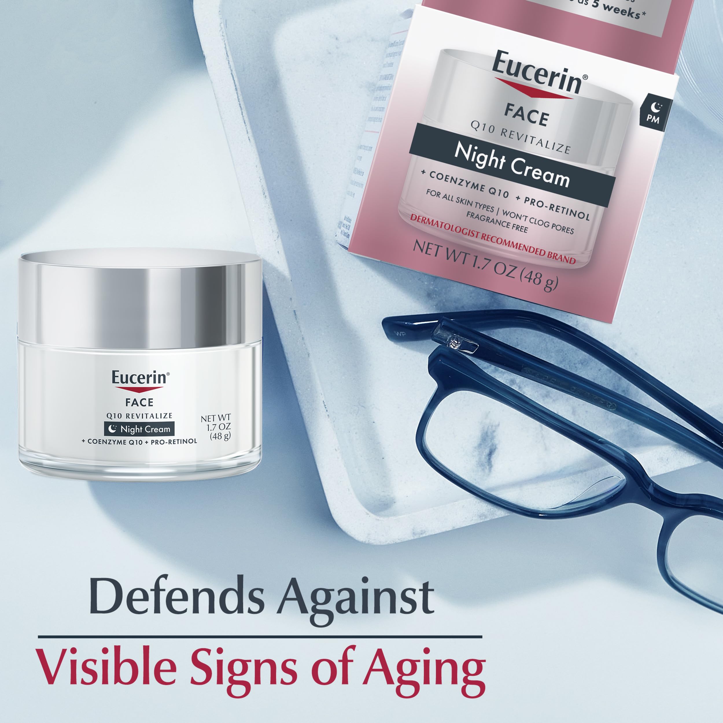 Eucerin Q10 Crema de Noche Antiarrugas + Pro-Retinol, Crema Facial para Piel Sensible, Frasco de 50 ml