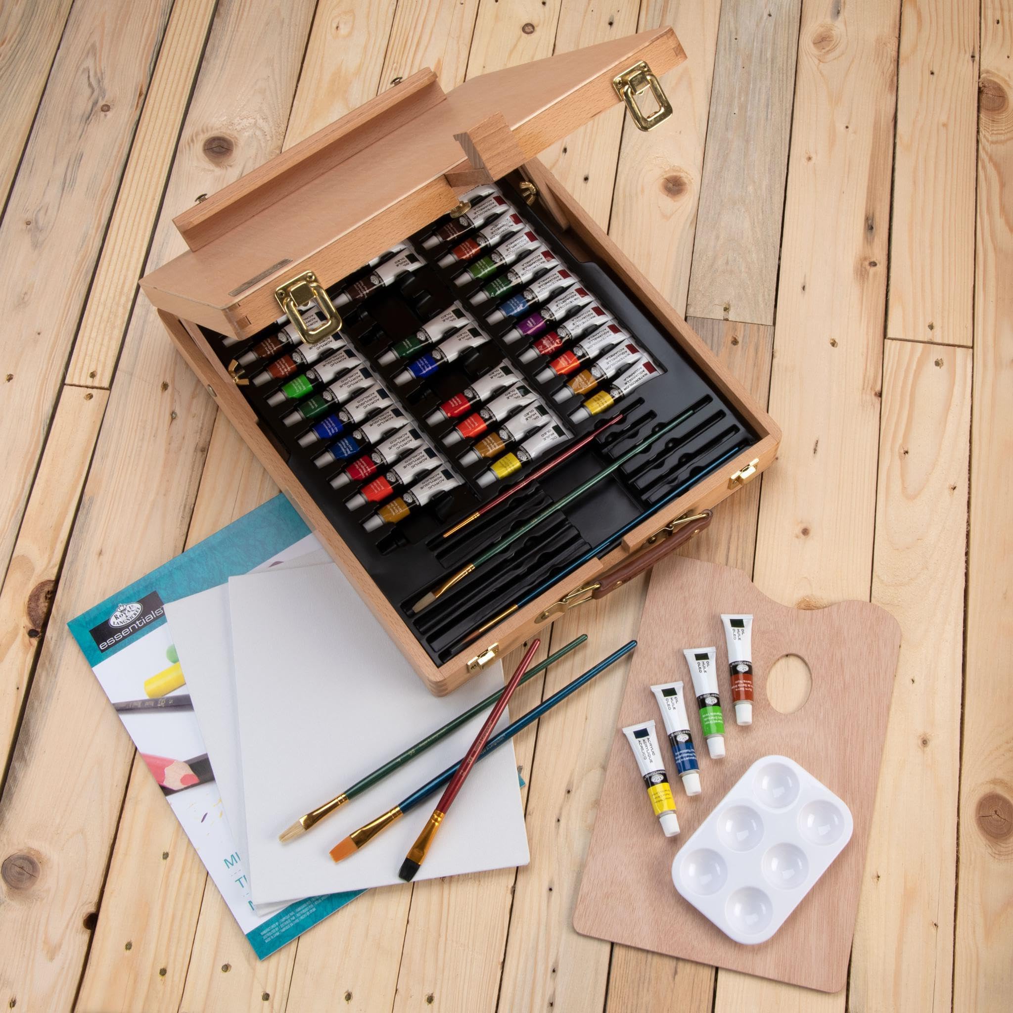 Royal & Langnickel Acryl - Paquete de 48 tubos de pintura acrílica y pinceles, multicolor
