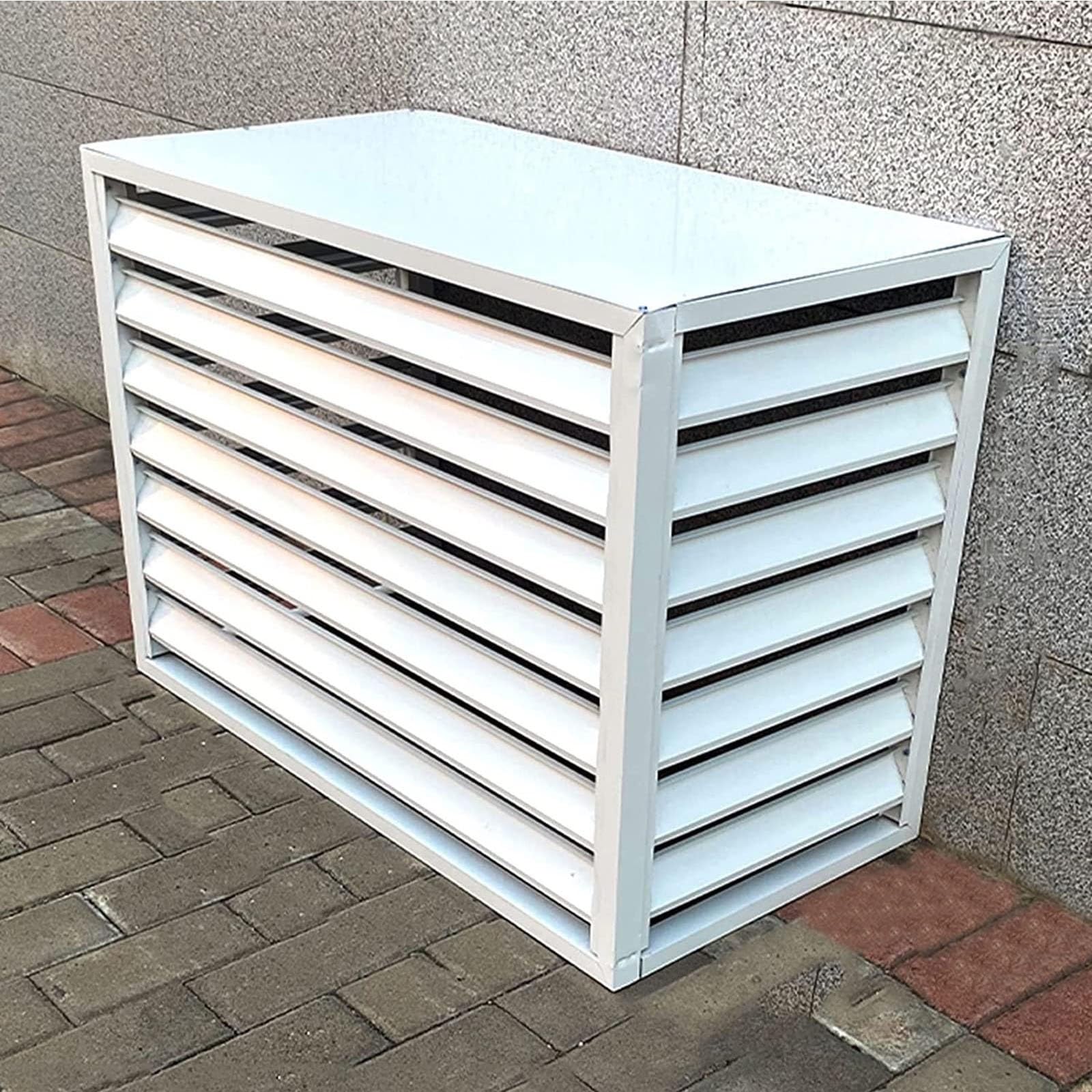 DCYEQRQ GAOBINGB Air Conditioner Fence Panels, Outdoor Privacy Fence Covers, Condenser Protective Cover, Rain and Sun Protection, Aluminum, Noise Reduction(Brown,110cm) (White 110cm)