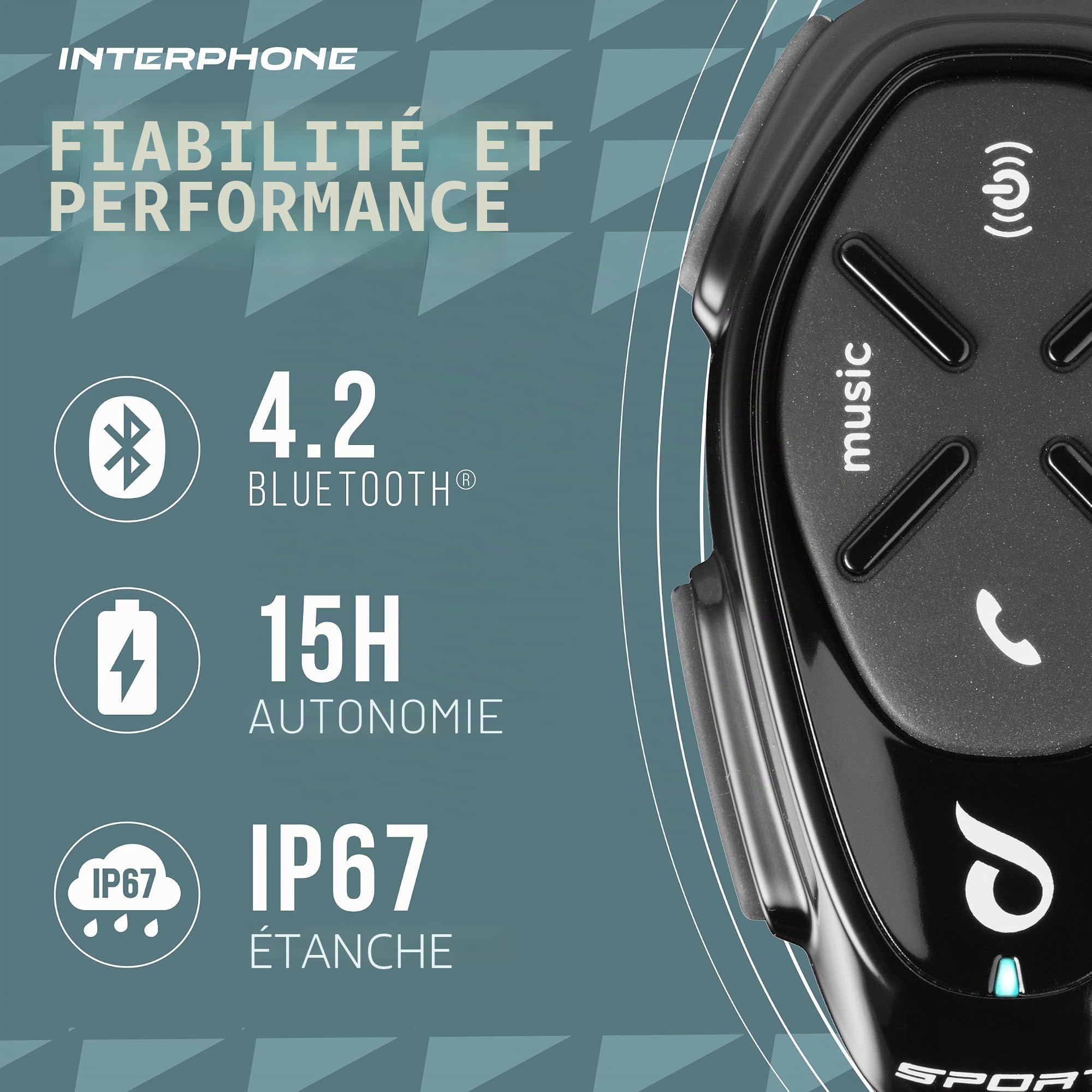 Interphone Sport HD – Double de Casque de Moto avec écouteurs HD HiFi 40, 4 Motards, Distance 1 km, autonomie 20 Heures – Veille 1 000 Heures, TFT, GPS, imperméable, Universel modèle 2024