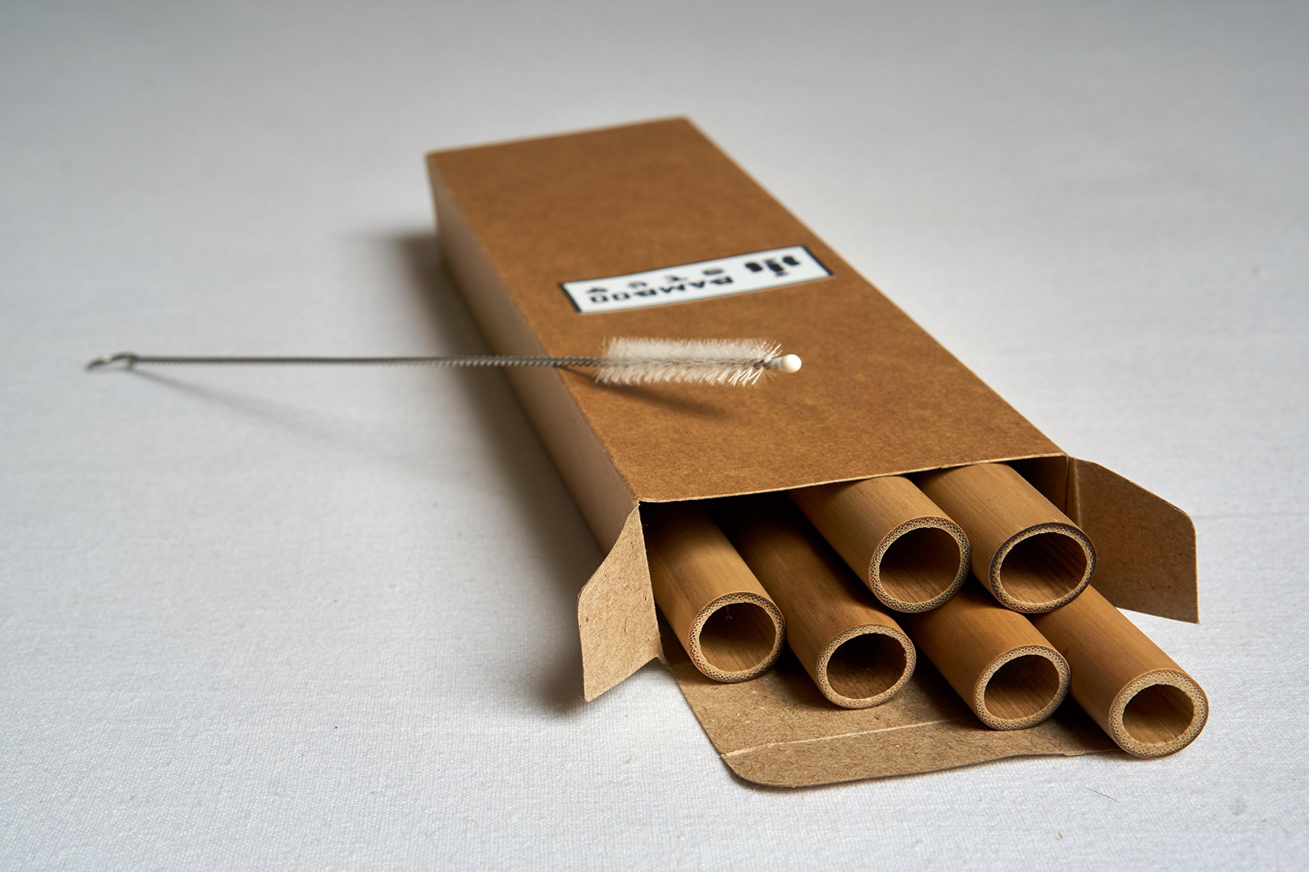 Bamboo Step - 6 Reusable Bamboo Straws - 100% Natural - Length 20cm - (Jumbo: 12mm diameter)