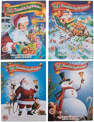 Calendario de Adviento de Navidad de chocolate (4 diseños con 24 piezas de dulces cada uno)
