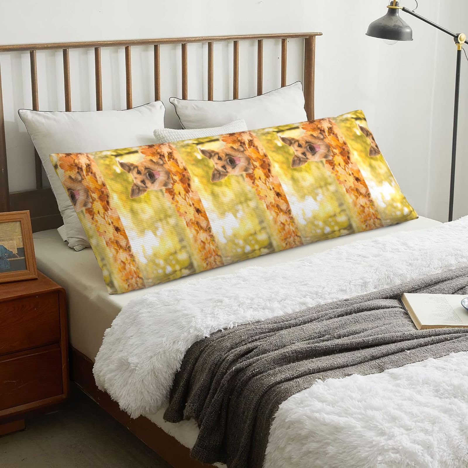 Maple German Shepherd Dog, Body Pillow Cover with Zipper,Long Body Pillowcase 20 x 60 in