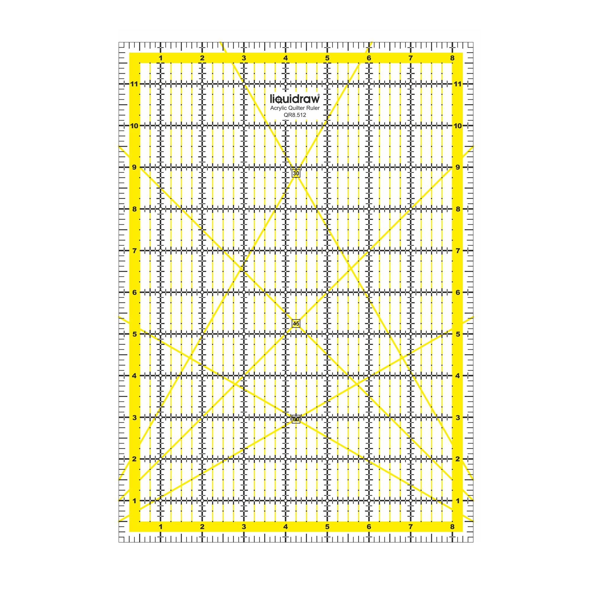 Liquidraw Clear Quilting Ruler - 8.5" X 12" | Transparent Acrylic | Bold Imperial Measurement Markings | Patchwork Rectangle Quilting Template | Ideal For Sewing, Cutting & Measuring | 3 Mm Thick