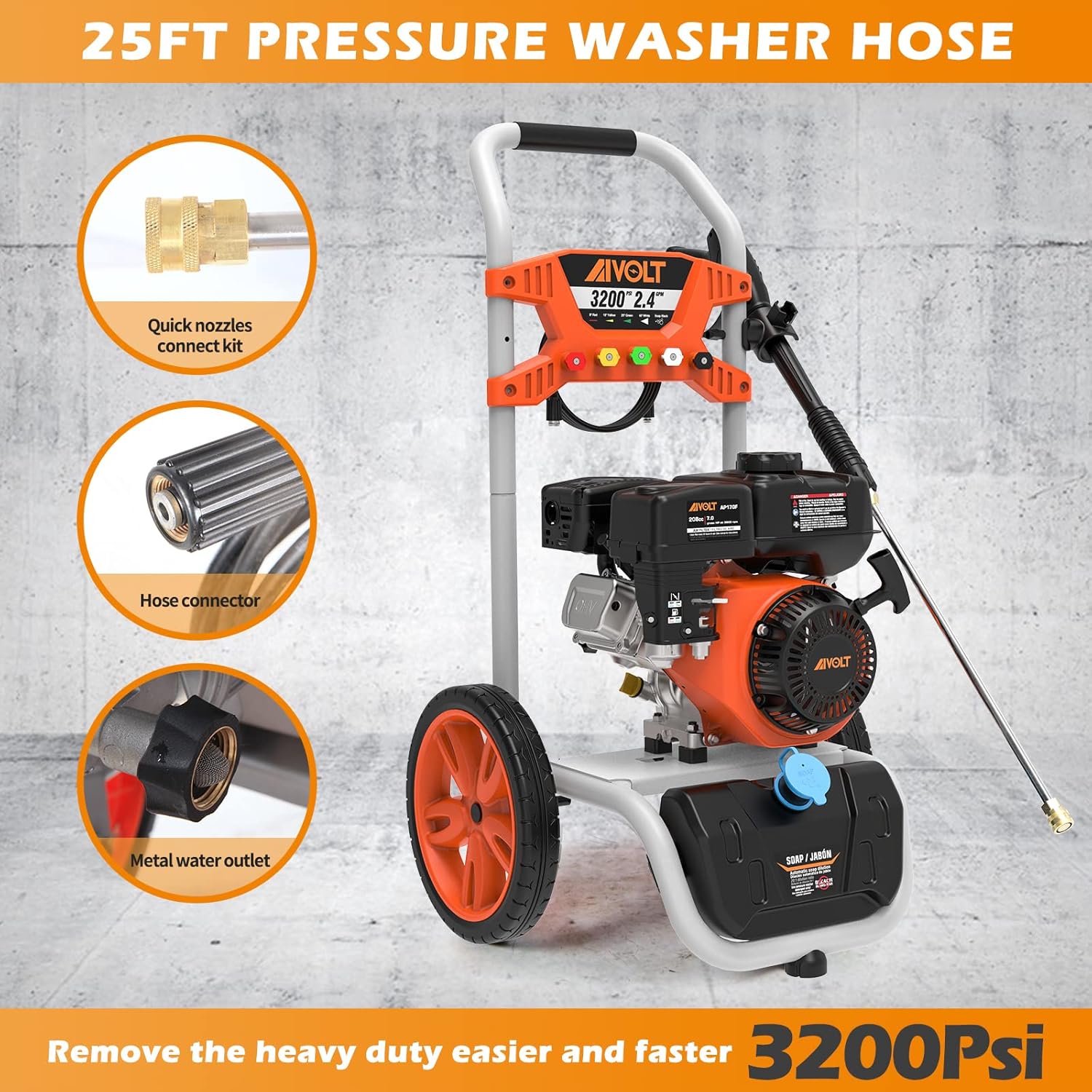 Buy AIVOLT Gas Pressure Washer, 3500PSI Max 2.4 GPM Gas Powered