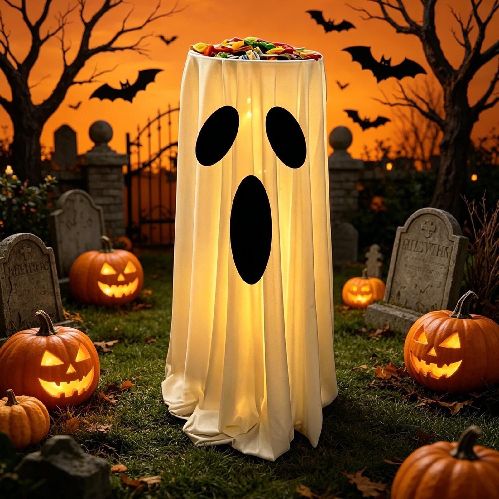 Dekoracja na zewnątrz z motywem duchów, podświetlana dekoracja ogrodowa na Halloween
