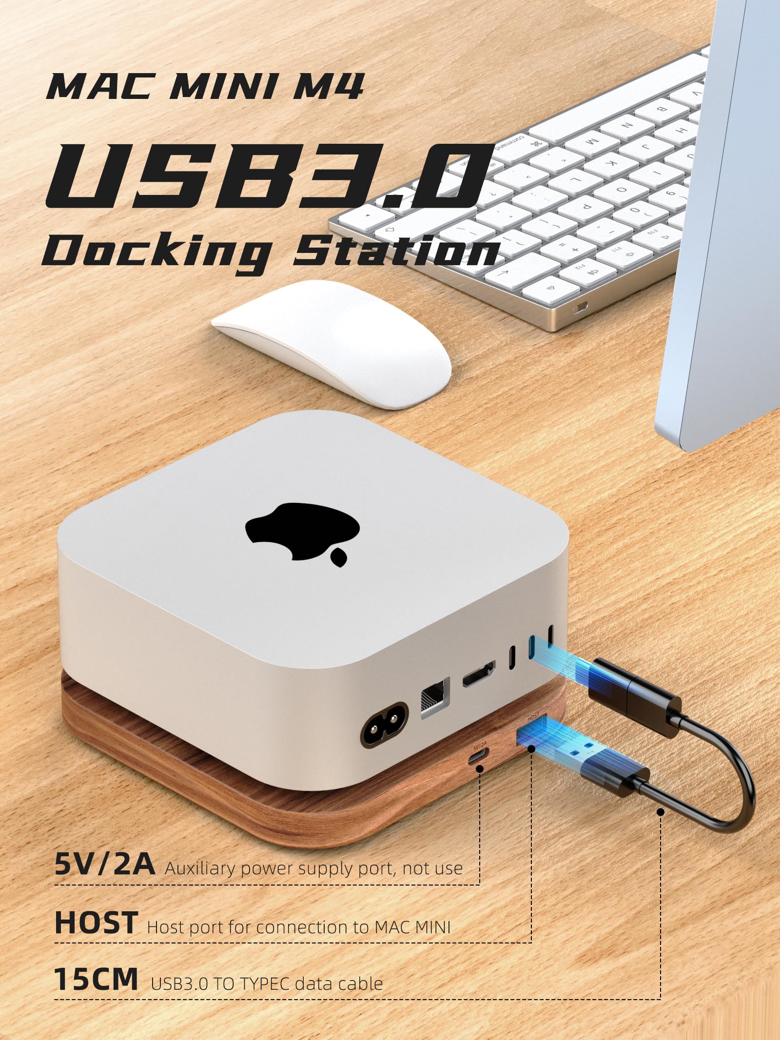 Amazon.com: AODUKE Walnut Wood Mac mini M4 Dock Bracket, Mac mini