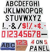 Vista 6 de 4" Flex Changeable Sign Letters on 5" Clear Panels – Black Letters & Red Numbers – Fits A-Frame, Sidewalk & Portable Signs – Made in USA
