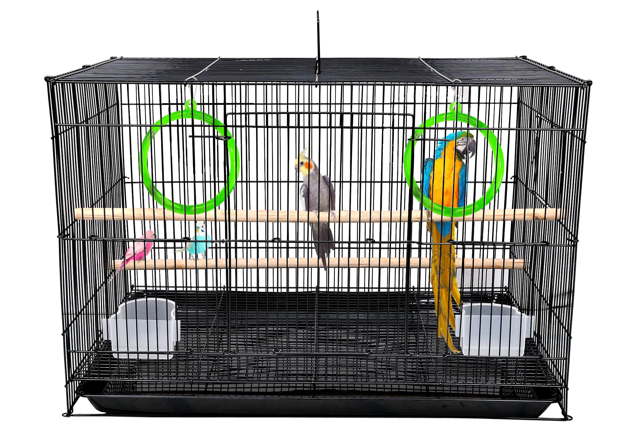 BURAQ Pets 1.5Ft Metal Bird Cage Best For Lovebird, Parrot, Parakeet, Budgie, Cockatiel Cage Hammock Small Large Bird Cage With Birds Cage Accessories (1.5Ft - Pink)