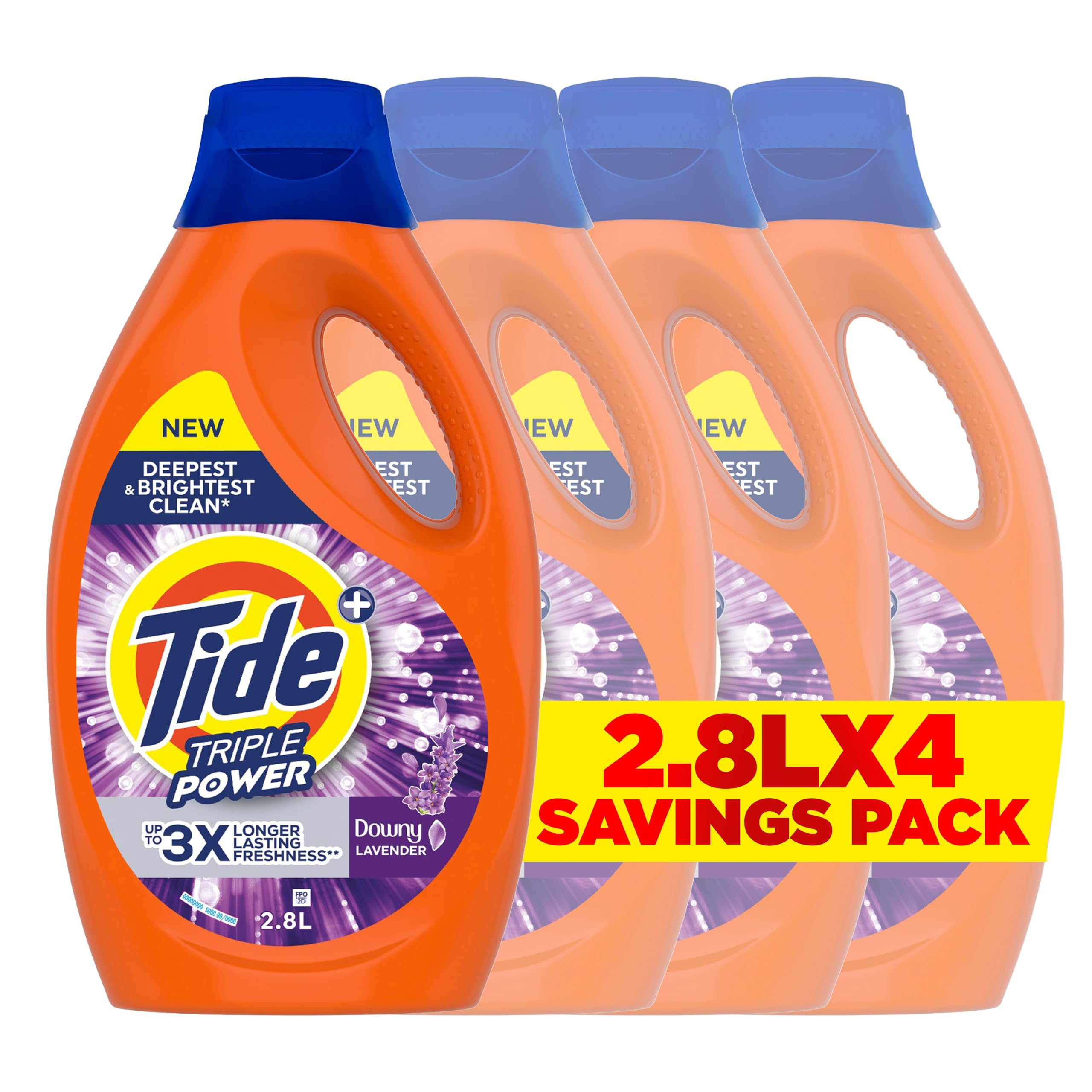 Tide Triple Power with a Touch of Downy Lavender Liquid Detergent 2.8L x 4, Case Pack 11.2L