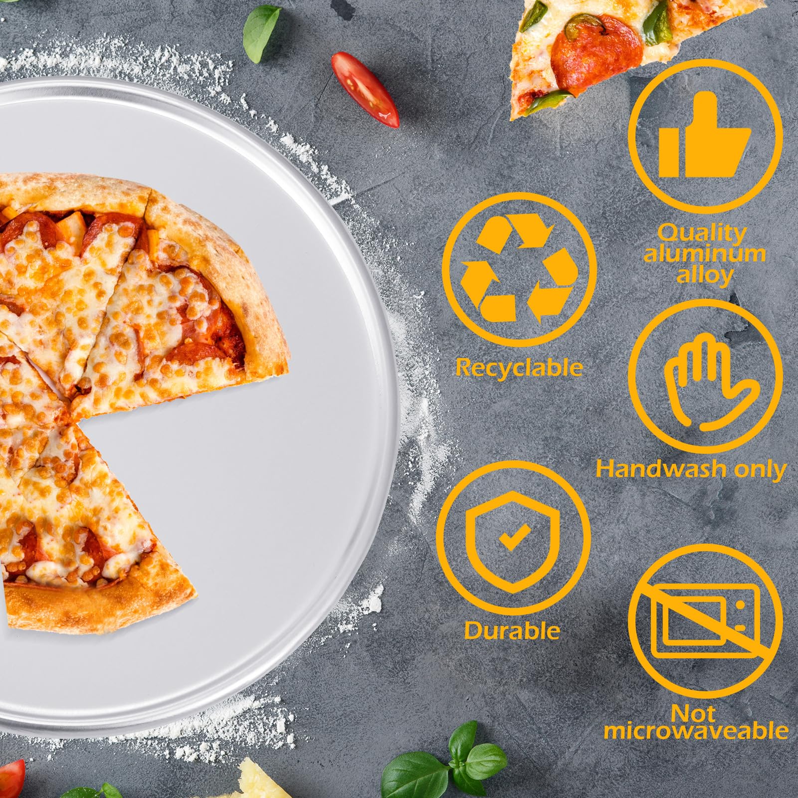 Juego de 12 sartenes para pizza a granel para restaurante, juego de sartenes redondas de aluminio para tartas de pizza, sin óxido, bandeja para hornear en el hogar, cocina, restaurante, fácil de