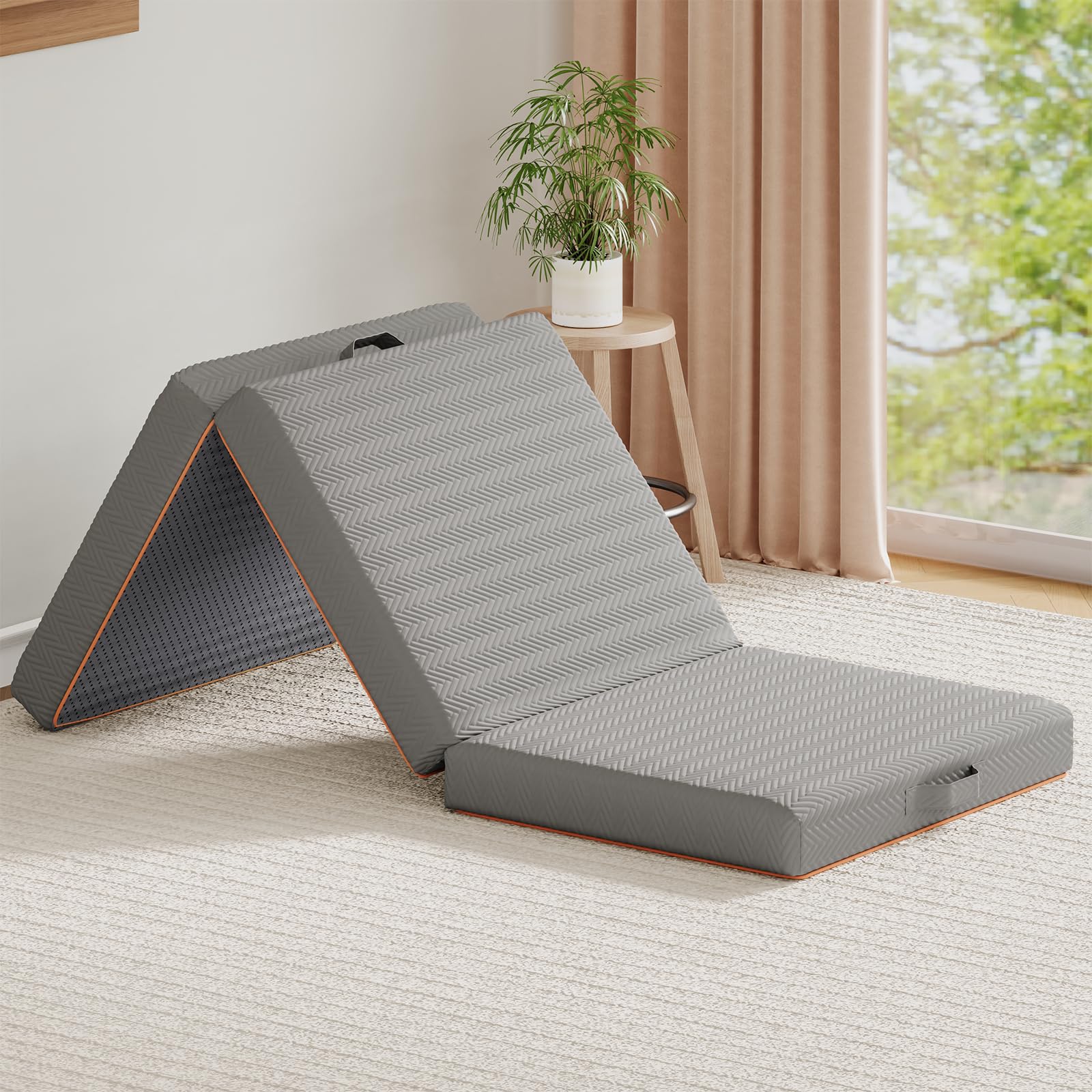Warmiehomy Folding Mattress Small Single, 10CM Foldable Memory Foam Mattress with Washable Cover, Portable Trifold Floor Mattress for Travel, Camping, Guest, Dorm, Studio, Home, Caravans
