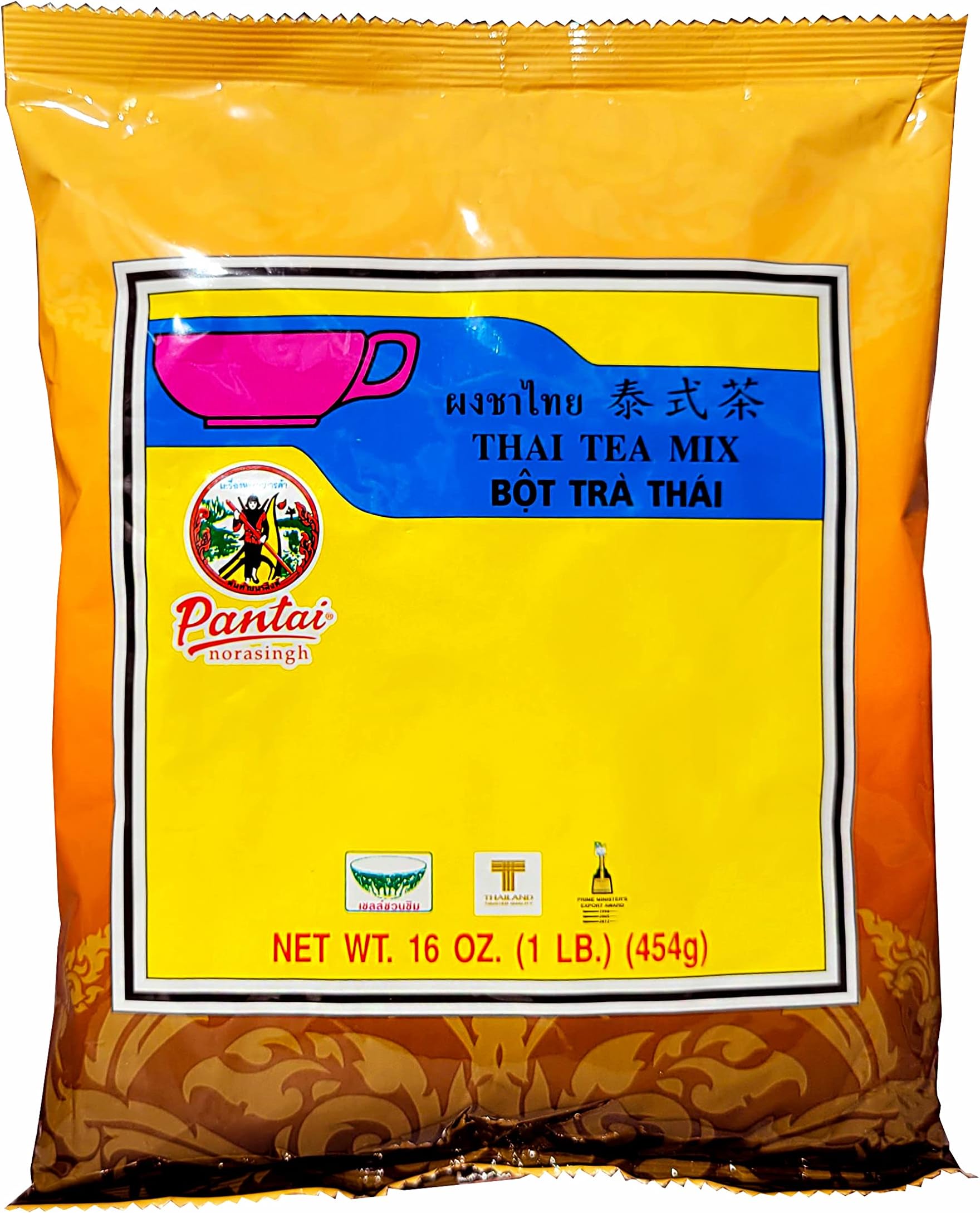 Thai Iced Tea Mix, Traditional Restaurant Style, 16 oz. (Pack of 6)