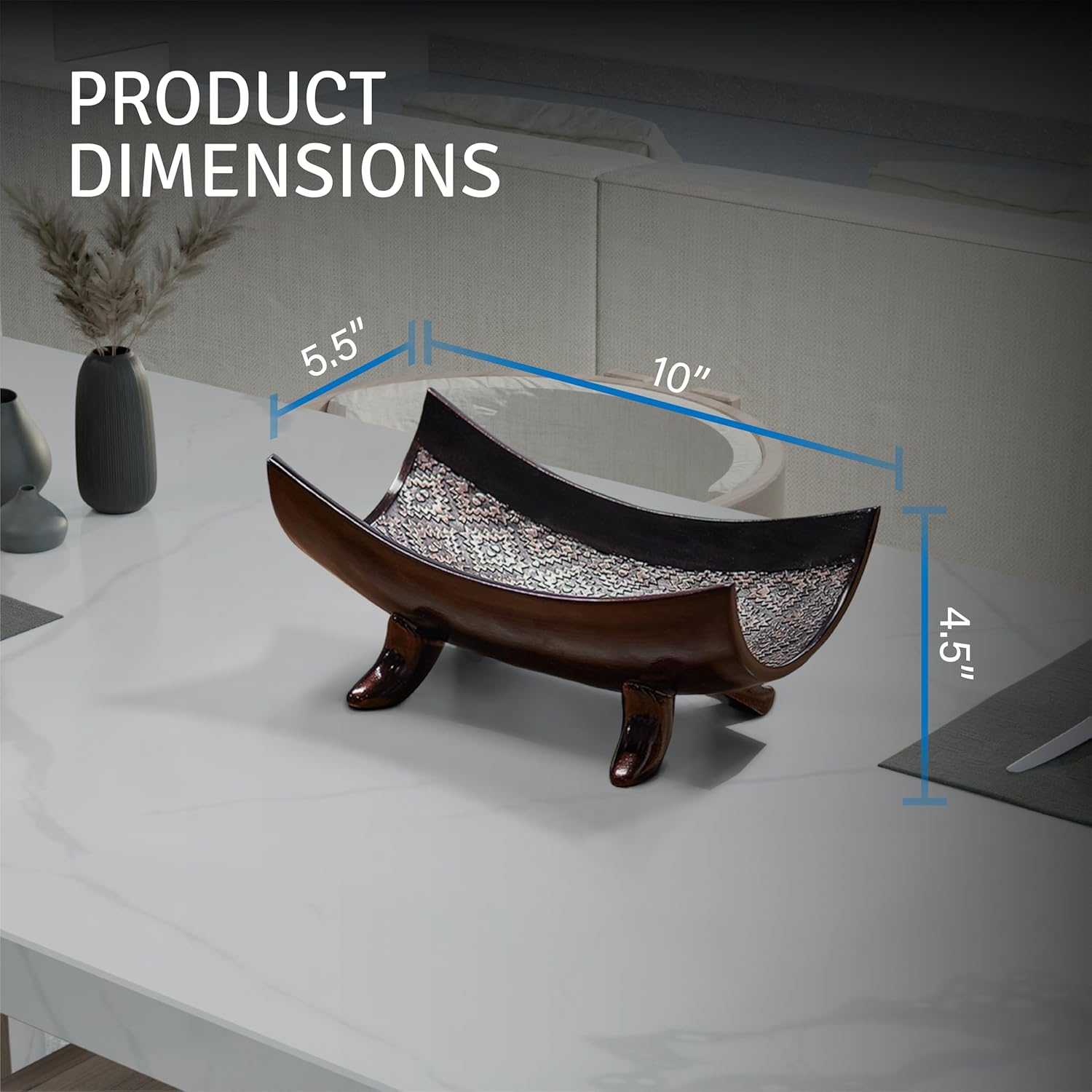 Creative Scents Dublin Brown Decorative Bowl - Decorative Fruit Bowl for Kitchen, Home Décor, Decor Tray for Coffee Table Decor, Living Room Centerpiece, Key/Candy Bowl for Entry Table Decorations