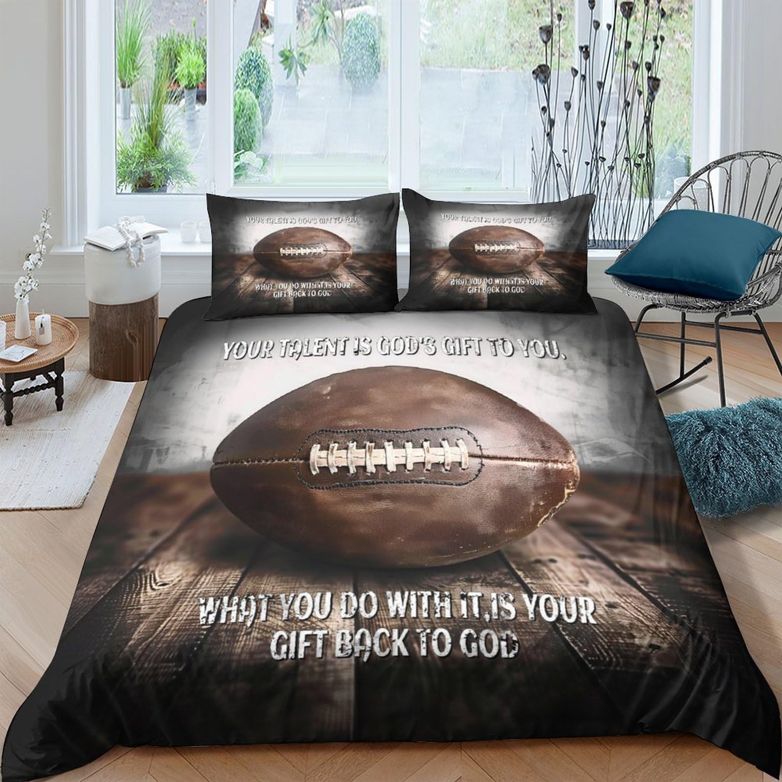 Ctjqhvkz Style-5 3D Printed American Football Fitted Sheet Microfiber Brown Rustic Stadium Bed Cover For Bedroom Dorm Mattress Protection Single（135X200cm）