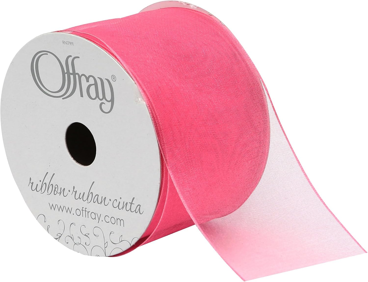Berwick Offray Encore Wired Edge Sheer Ribbon, 2-1/2" x 25 yd, Ruby