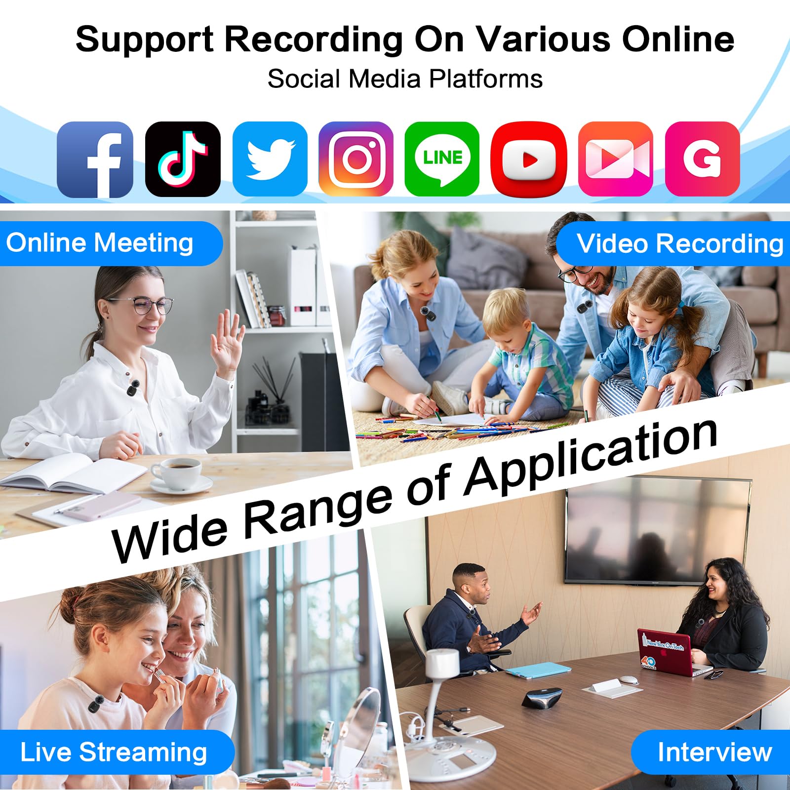 OSA Micro Cravate sans Fil 3 en 1 pour Appareil Photo, iOS, Android et Ordinateur Portable, 8 Heures de Temps de Travail, pour Enregistrement vidéo, Vlog, Youtube, TikTok