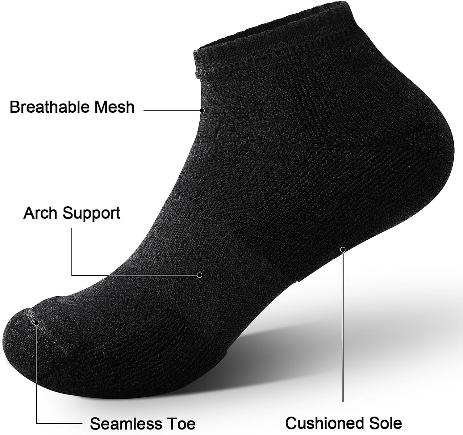 10 Pack Men's Bamboo Athletic Ankle Socks - Moisture Wicking, Breathable, Low Cut Cushioned Running Socks, Gift Box - Image 4