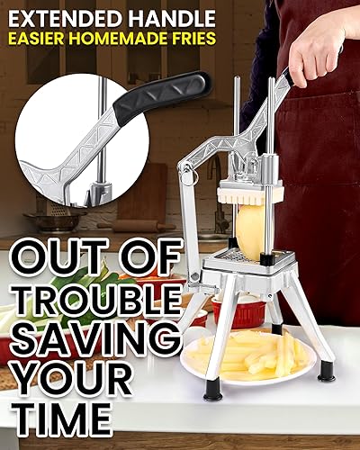 Miniatura 5 de Cortador de papas fritas comercial, de acero inoxidable, cortador de frutas para cebolla, repollo, zanahorias, patatas, champiñones, con 4 cuchillas