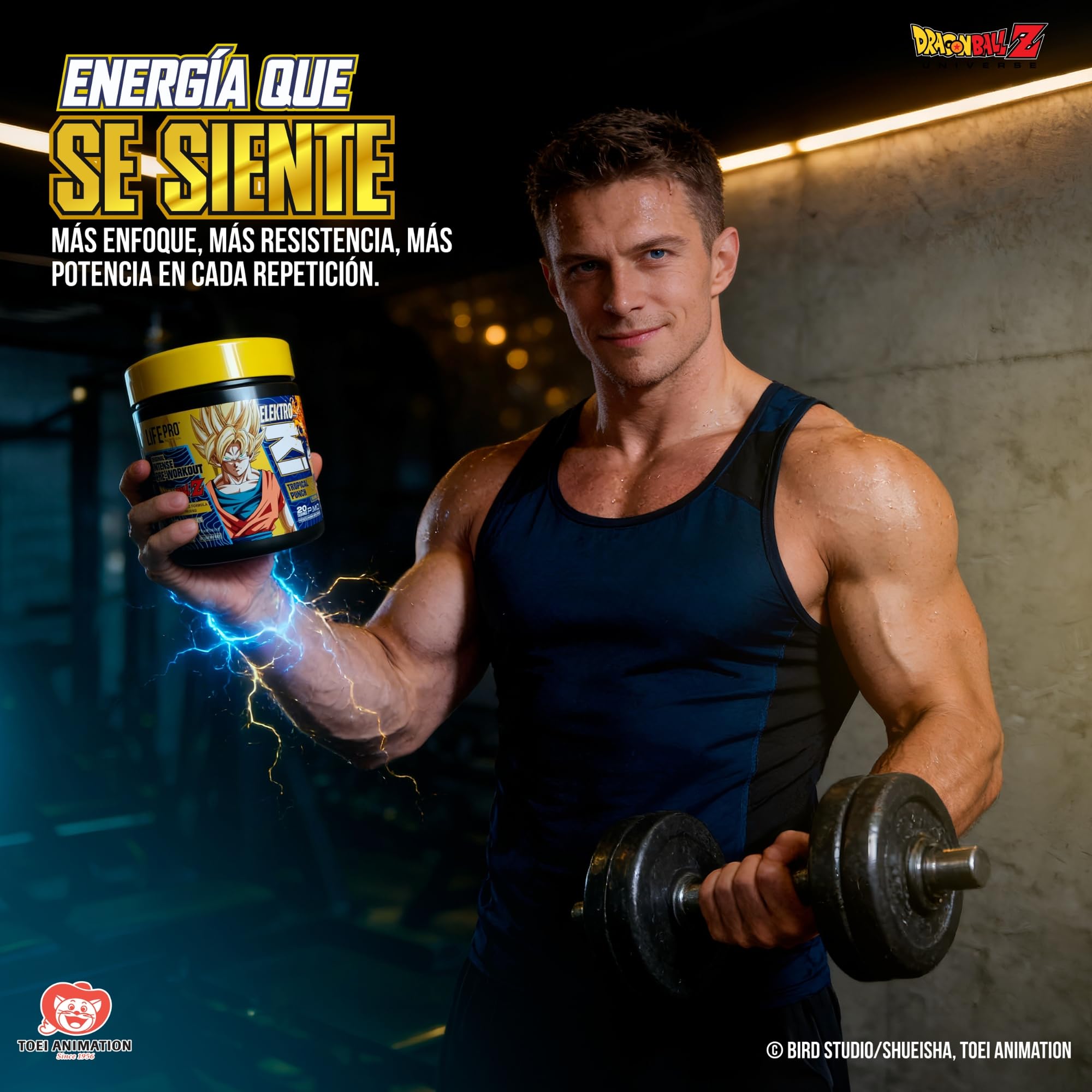 Life Pro Elektro Ki Dragon Ball Z Limited Edition 400g - Potente Preentreno Inspirado en Dragon Ball Z, Aumenta tu Rendimiento y Supera tus Limites como un Guerrero Legendario (400g, TROPICAL PUNCH)