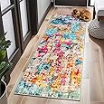 Carvapet 2x6 Red Abstract Runner Rug – Modern Washable 2 x 6 Low Pile Hallway Carpet with Rubber Backing, Foldable Non Slip Thin Rugs for Entryway, Bedroom, Living Room