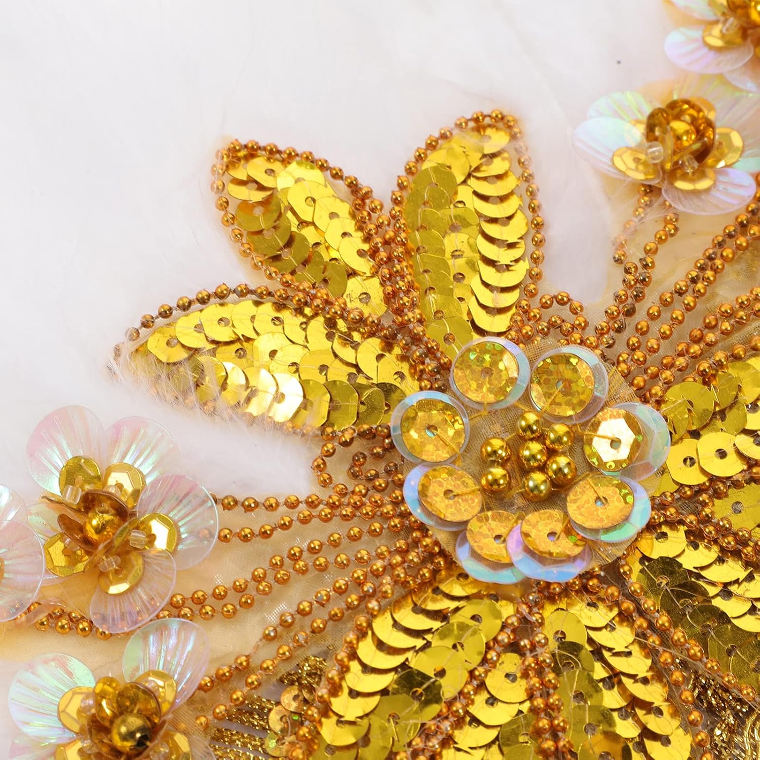 LIFKOME Golden Lace Fan Handheld Fan for Wedding Decorative Plume for Bride for Wedding Party Festivals