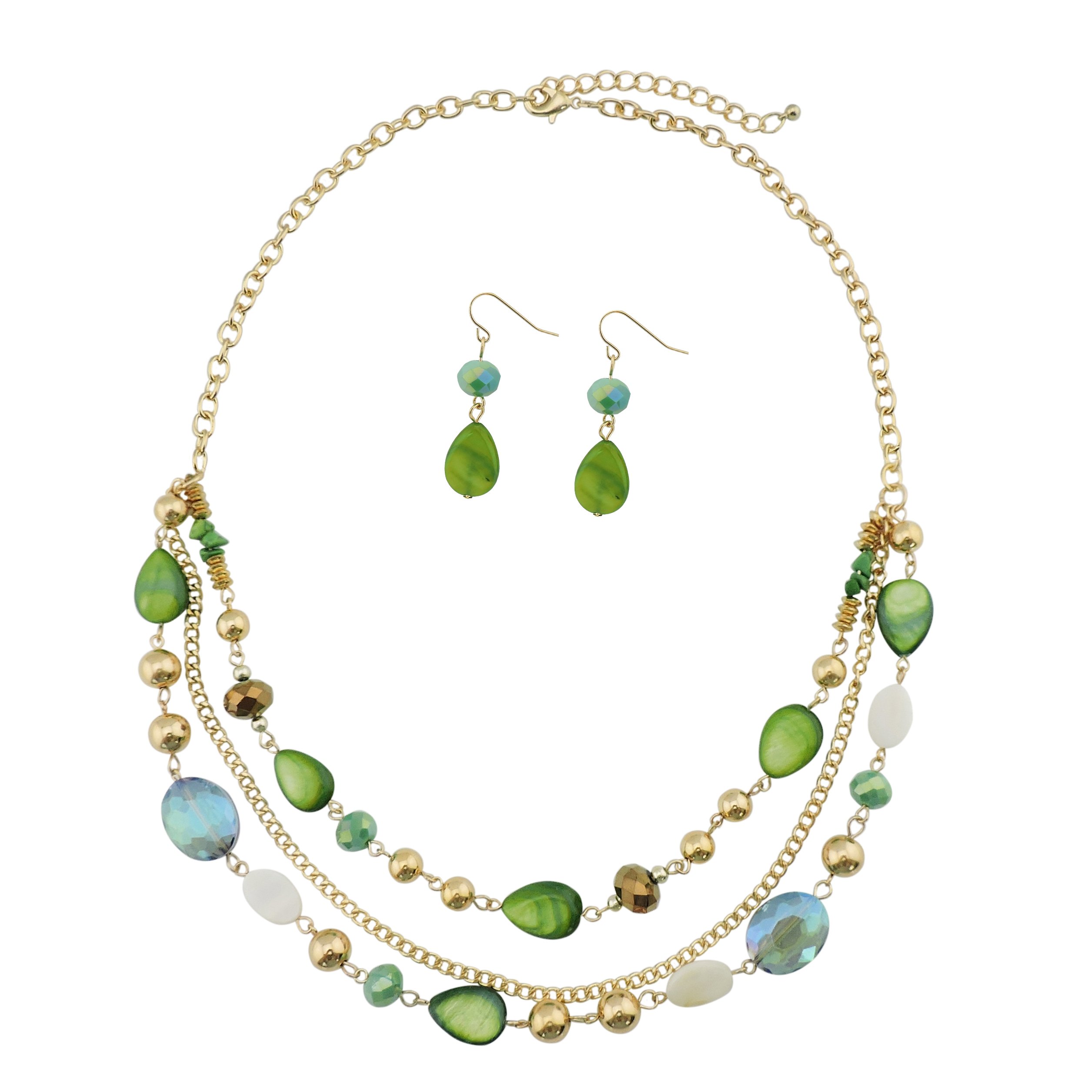 Bocar Multilayer Colored Glaze Shell Beads Statement Women Chain Necklace (NK-10060)
