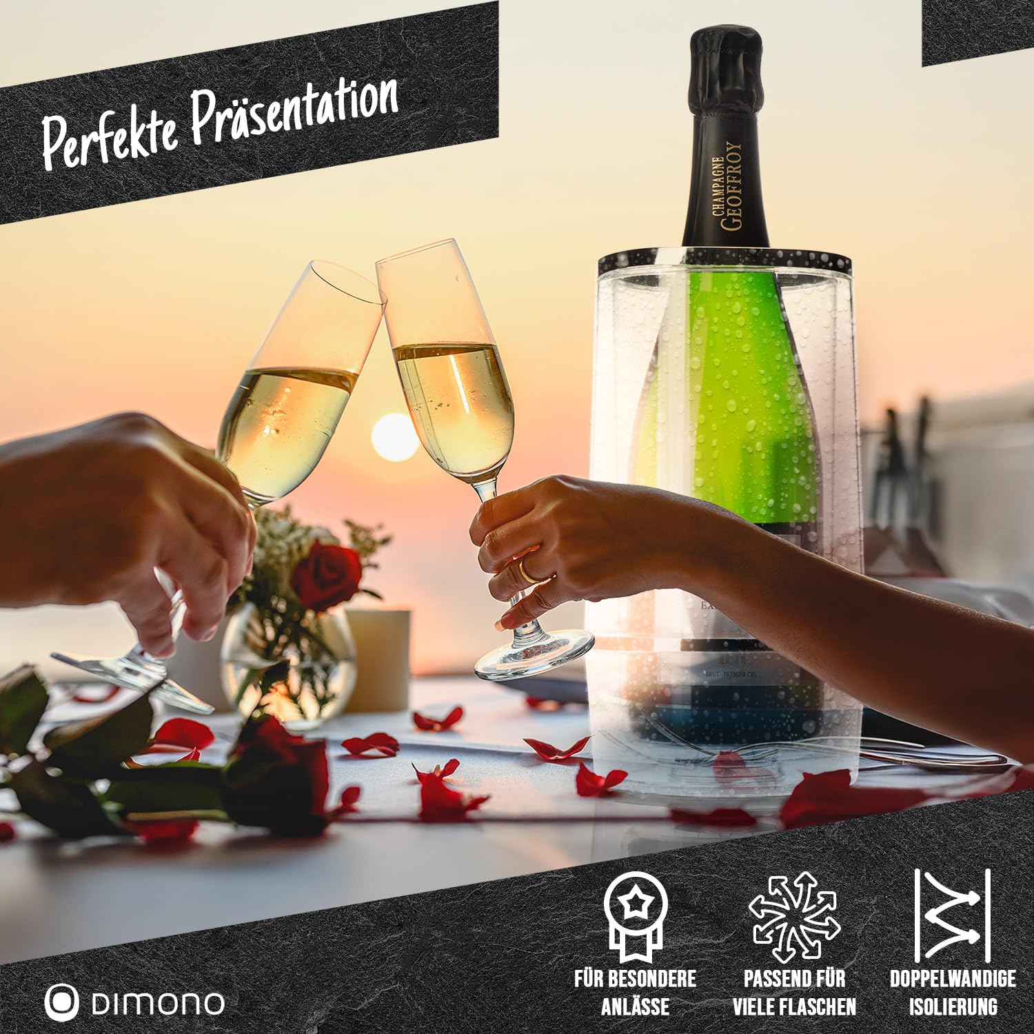 Dimono® Bottle Cooler Double-Walled Wine Cooler Thermal Champagne Cooler for Wine Bottles Sparkling Wine - Image 2