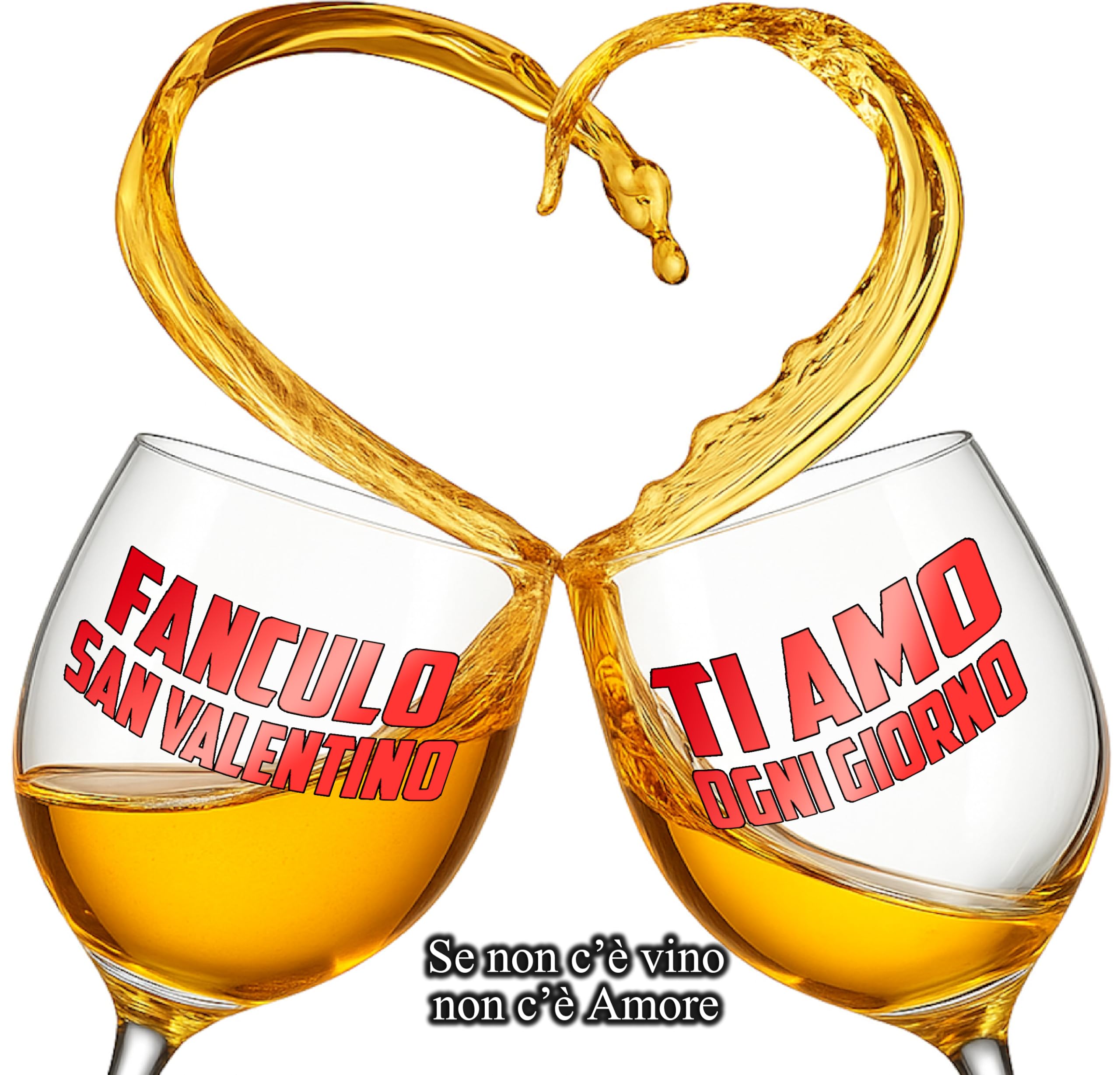 Coppia Calici Vino Personalizzati FAN*LO SAN VALENTINO – TI AMO OGNI GIORNO – 2 Bicchieri Piegati Per Brindisi Fuori Dal Comune Ma Pieni D’Amore Con Confezione Regalo Inclusa