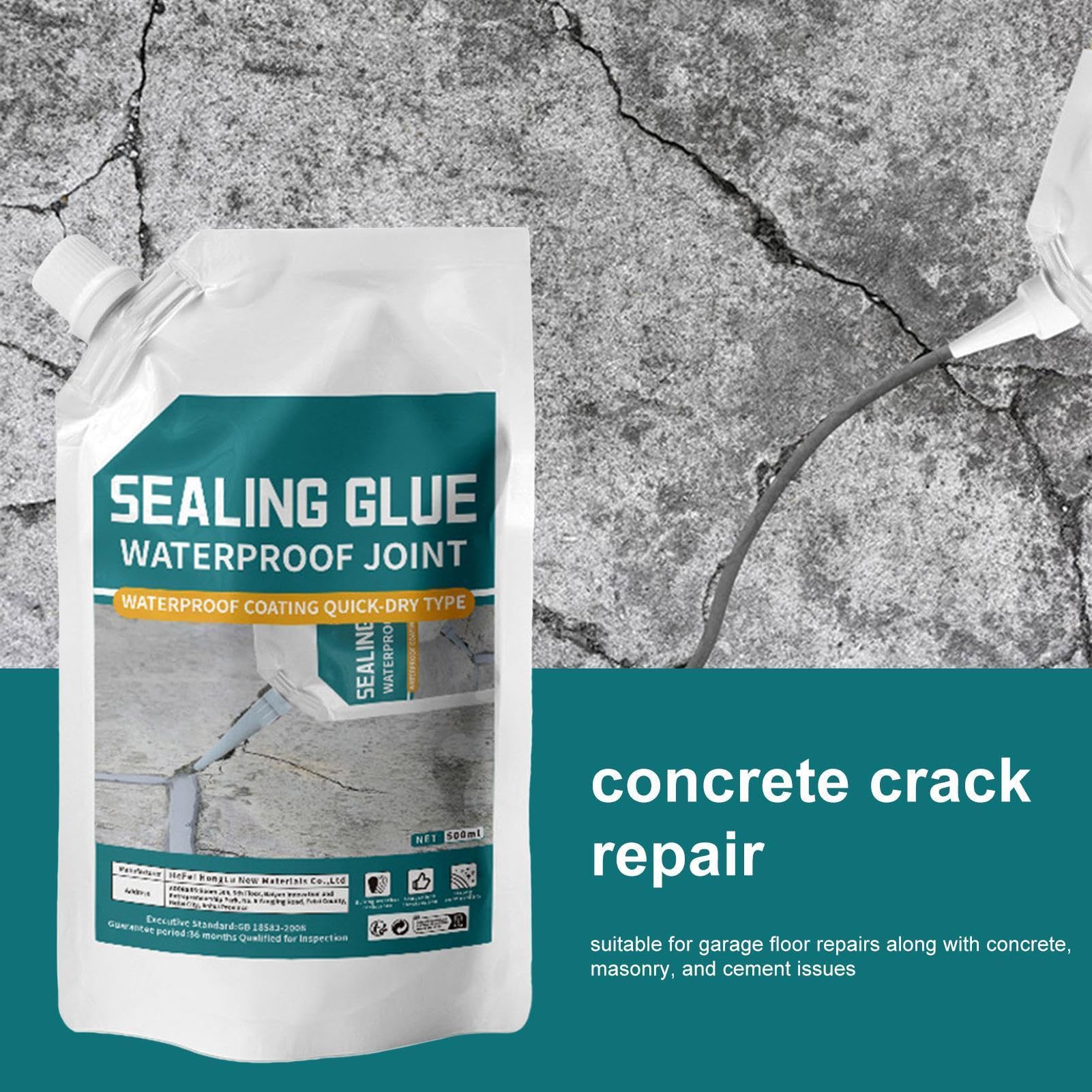Riempitivo per Crepe Calcestruzzo 500ml, Stucco per Cemento e Muratura, Riparazione Lastre con Adesivo Forte, Sigillante Impermeabile e Antigelo per Esterni, Ideale per Tetti Pavimenti Davanzali