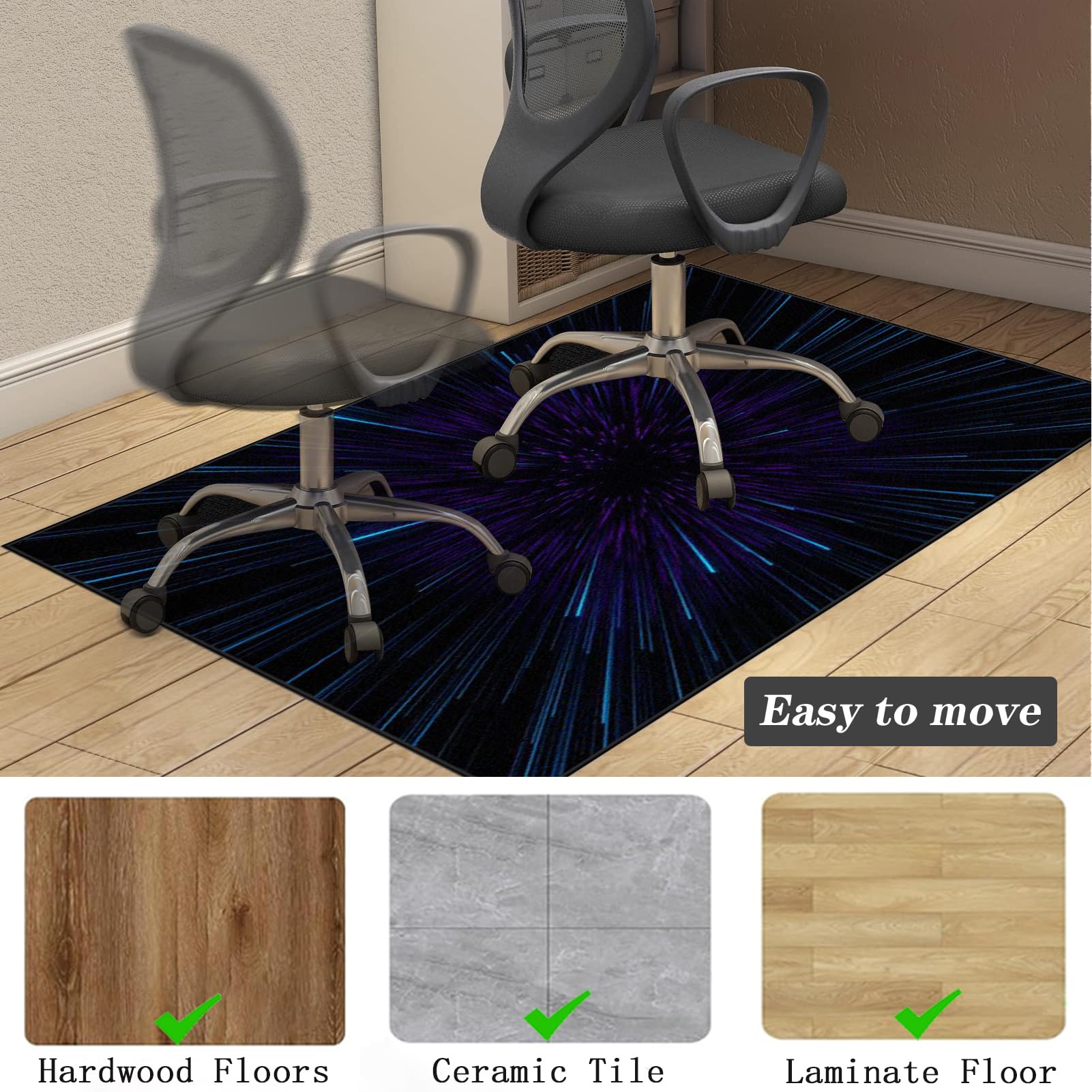 Schreibtischstuhl Unterlage für Laminat Bodenschutzmatte Gaming Unterlage Stuhl Stuhlmatte für Harte böden Gaming Teppich Stuhlunterlage rutschfest Kratzfest Bürostuhl Unterlage 100 x 160 cm
