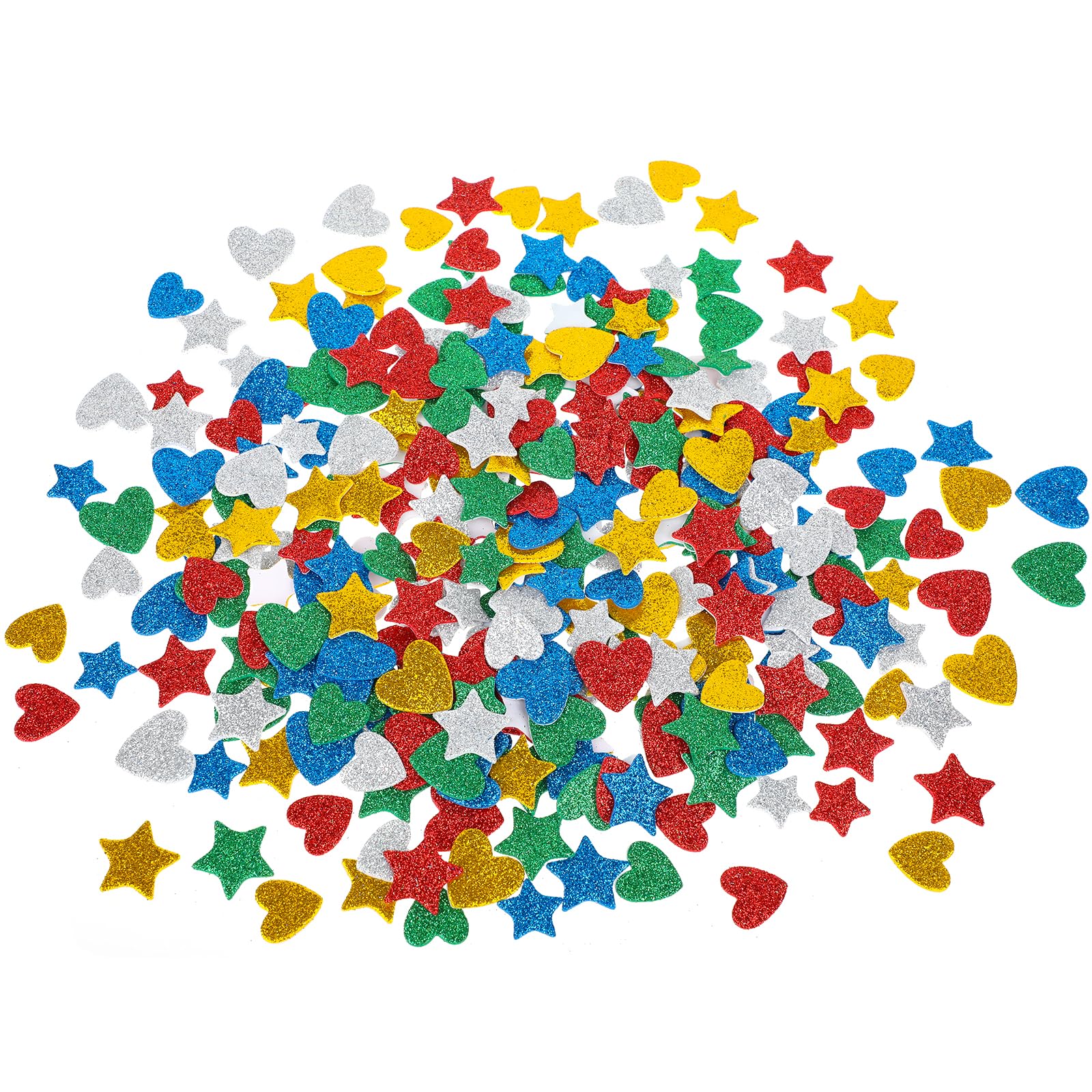 300 pegatinas de espuma con purpurina, autoadhesivas, estrellas y corazones, pegatinas de goma espumosa, para manualidades, decoración de álbumes de recortes