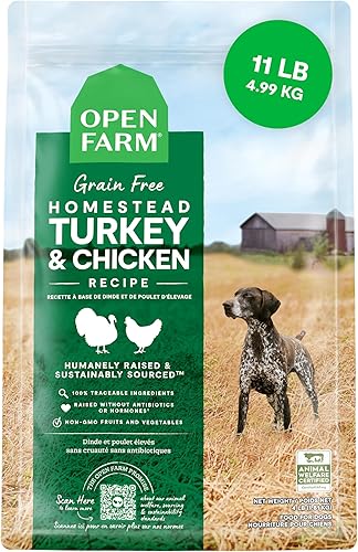 Open Farm Homestead - Alimento seco para perros sin granos de pavo y pollo, receta con certificado Certified Humane con superalimentos sin OMG y sin