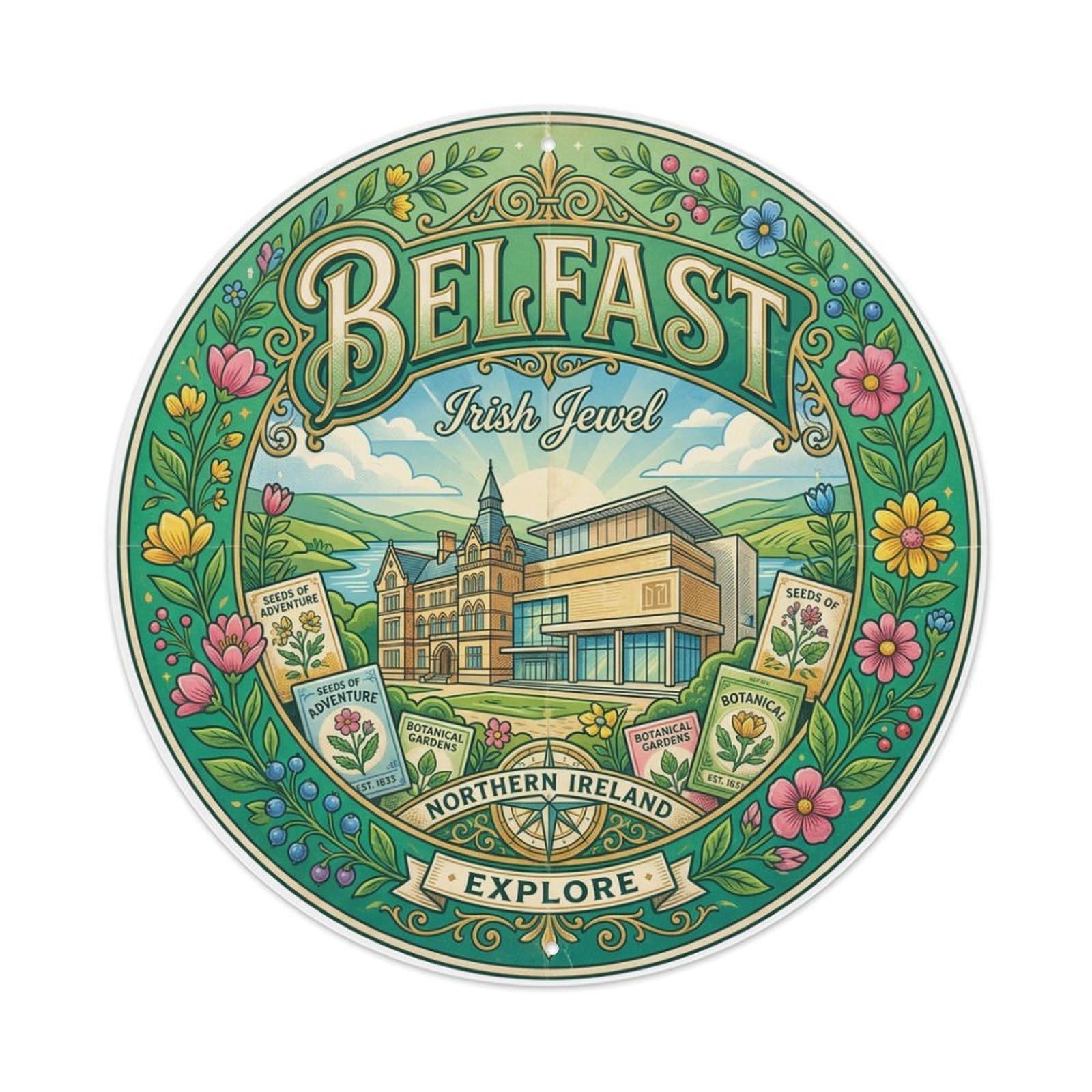Metal Tin Sign Vintage Travel Belfast Ireland Catalog