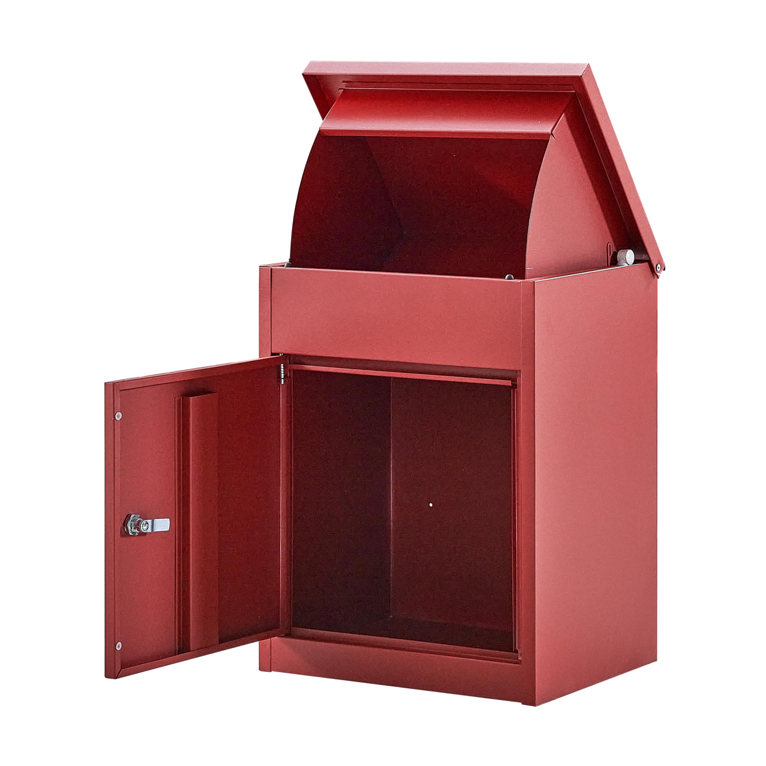 Medium Parcel Box Outdoor Parcel Delivery Box Parcel Drop Box Metal Post Box for Internet Deliveries,Wall Mountable Weatherproof Sturdy Mailbox Home Porch - Atahome Aspendos (Red)