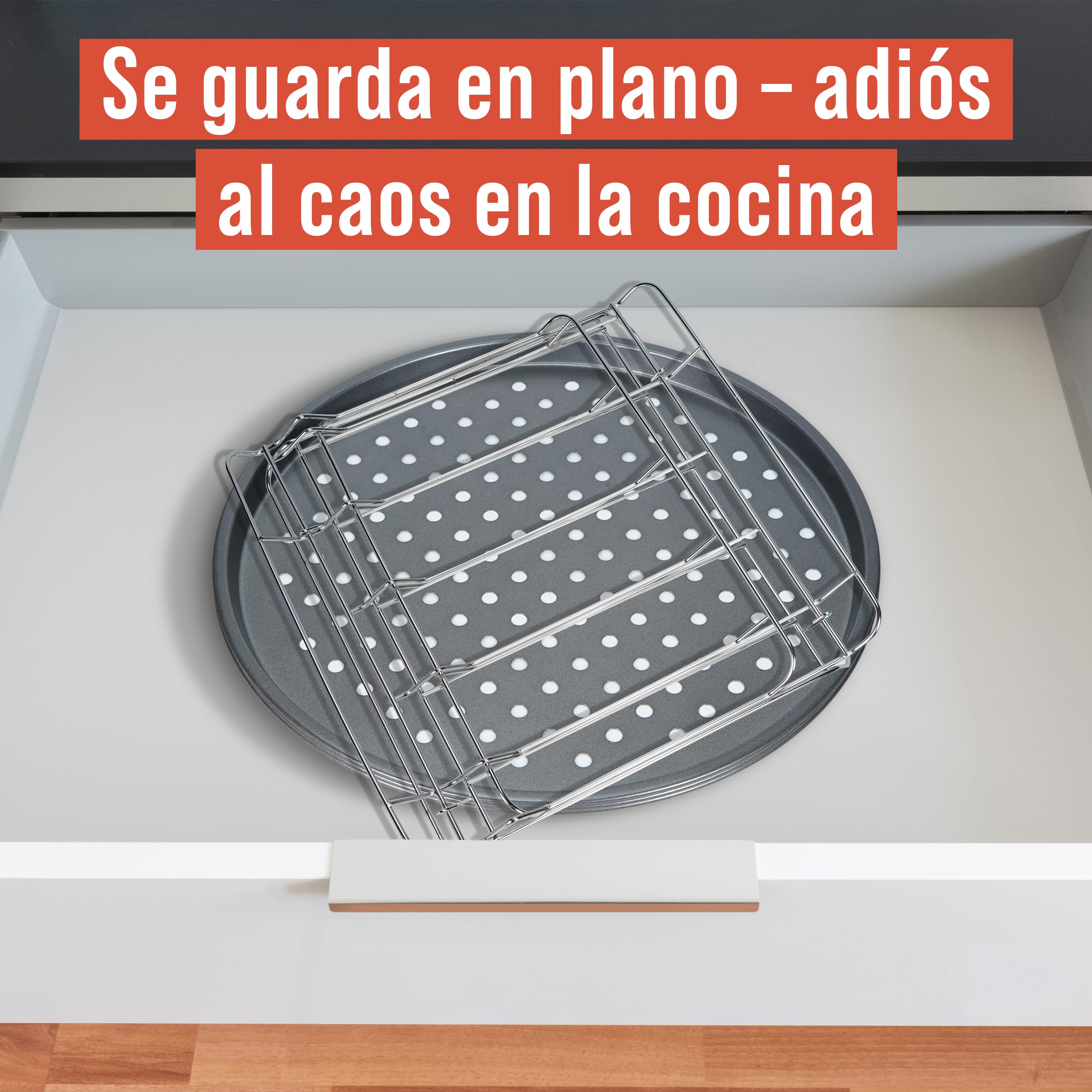 Chef Pomodoro Set Bandejas Horno con 3 Piezas (Bandeja Pizza Horno + Base Pizza + Pan con Soporte), Accesorios de repostería y cocina, Platos para Pizza perforados, antiadherentes y fáciles de usar