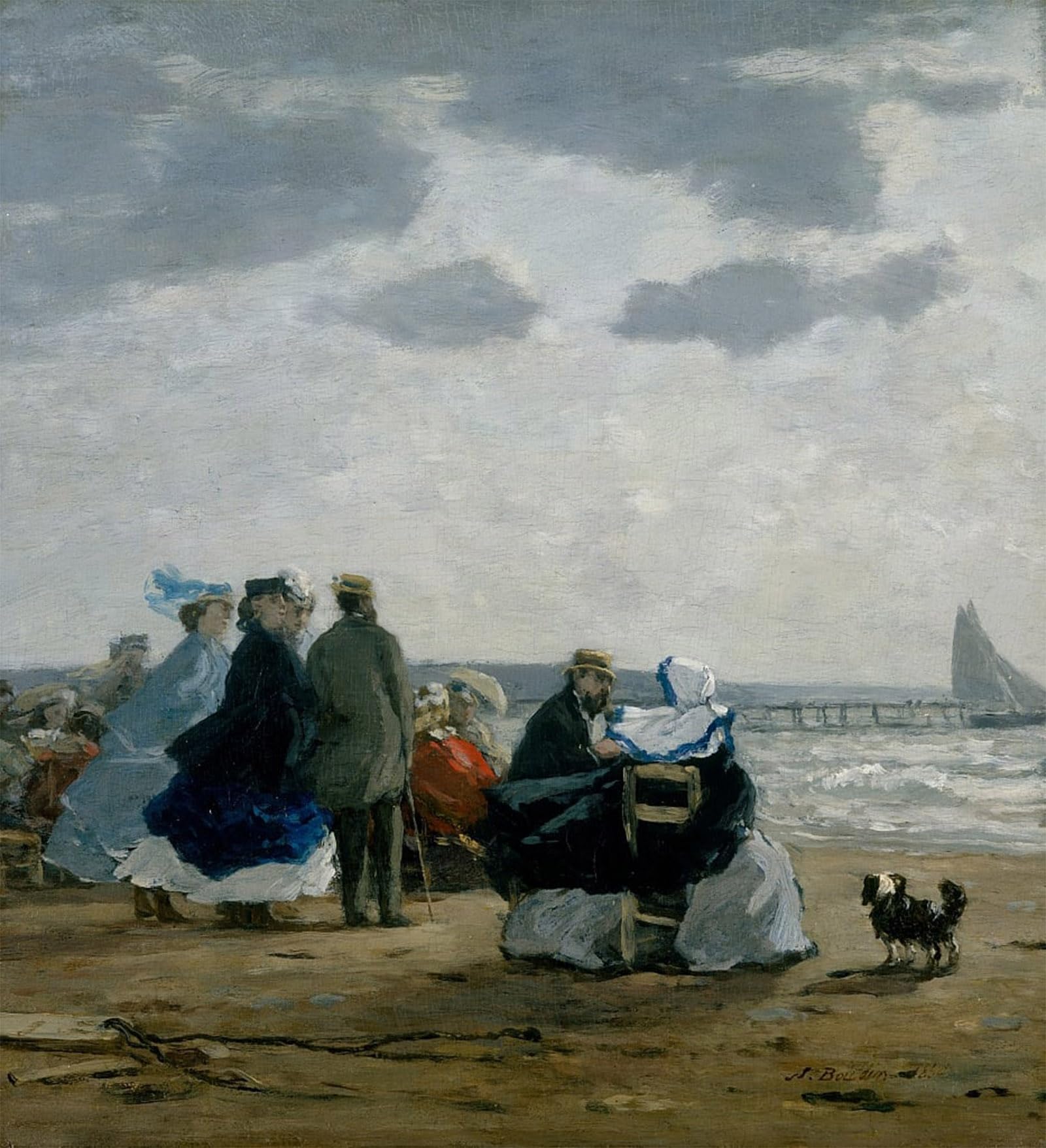 POSTERIIk Vintage Classic Picture Landscape Artwork on the Beach Dieppe by Eugene Louis Boudin Portrait Canvas Painting for Office Home Decor 60x90cm