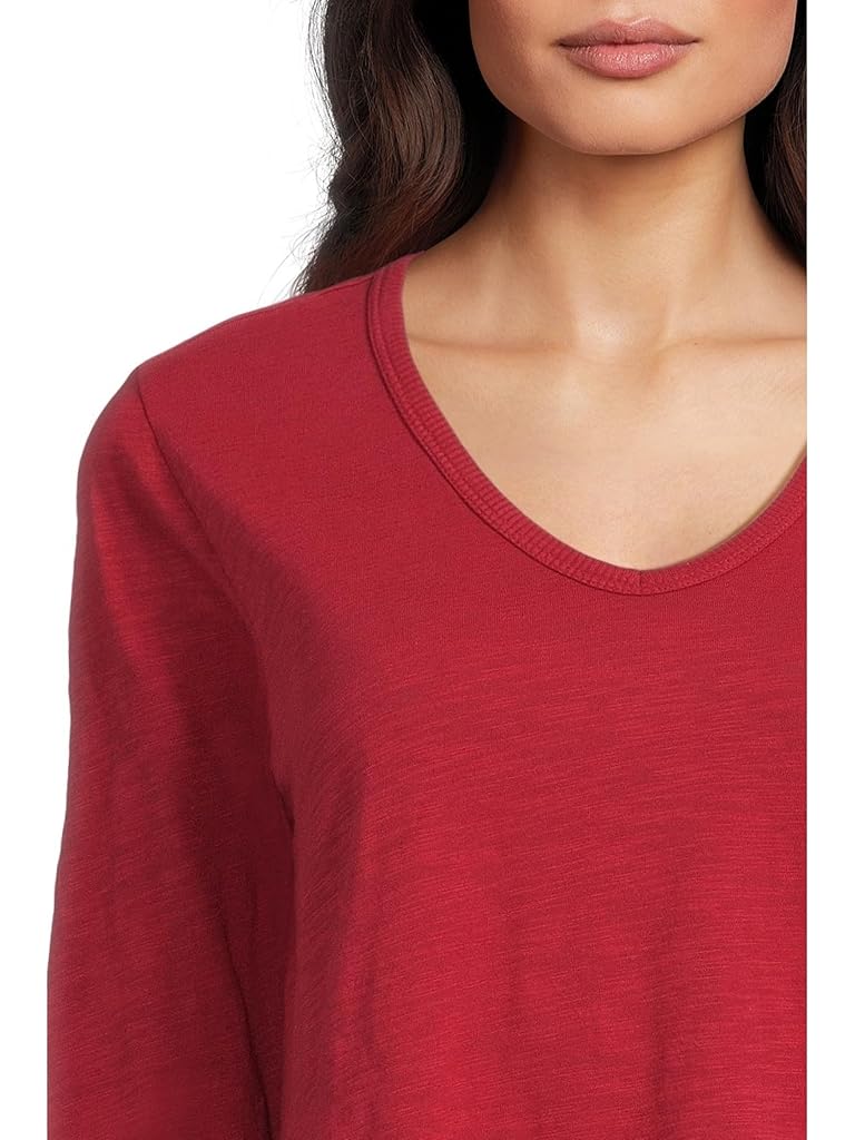 Red Elliott Lauren Garment Dye Tees - Long Sleeve V-Neck Knit Top