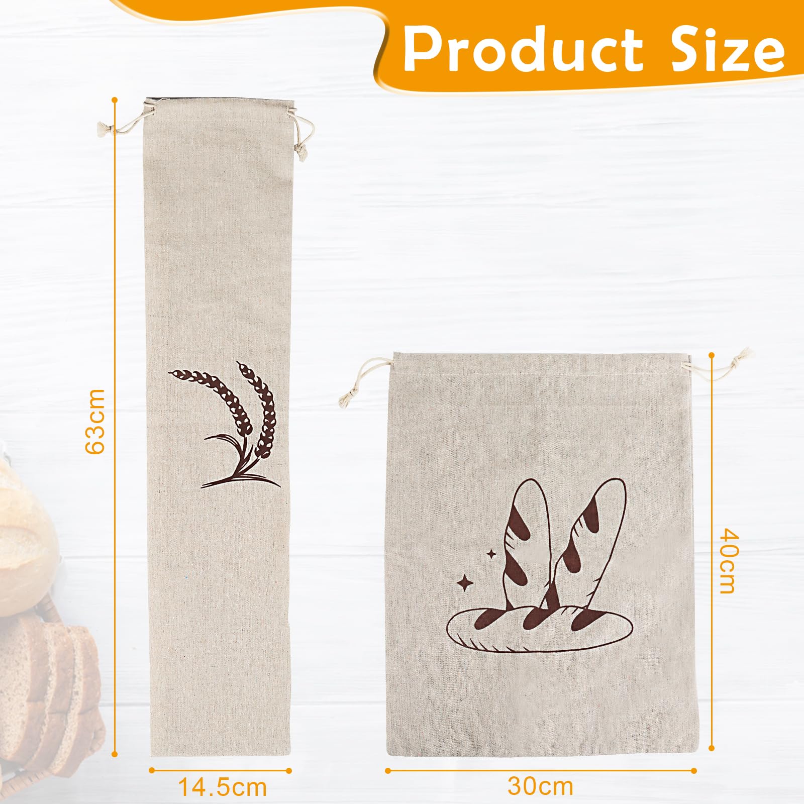 Sacchetti Per Pane In Lino – 6 Pezzi 30x40 Cm, Riutilizzabili, Per Conservare Pane, Frutta E Verdura Freschi